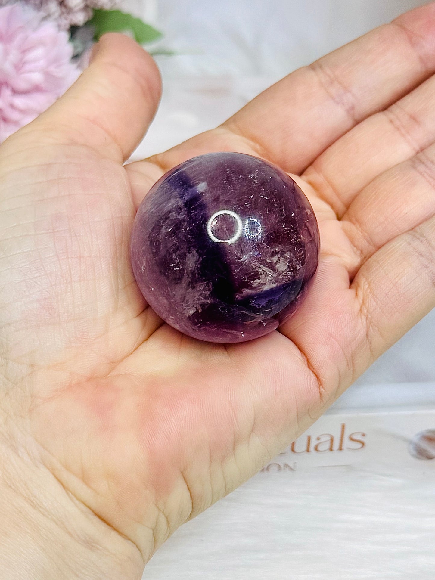 High Grade Amethyst Phantom Sphere on Stand 90g