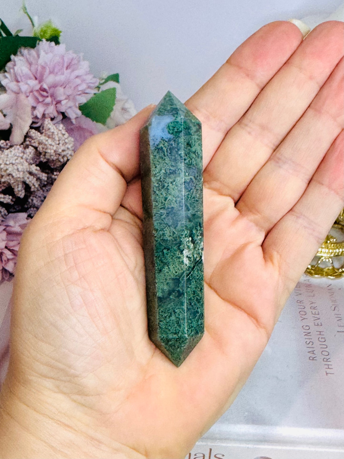 Moss Agate Double Terminated Point 9cm