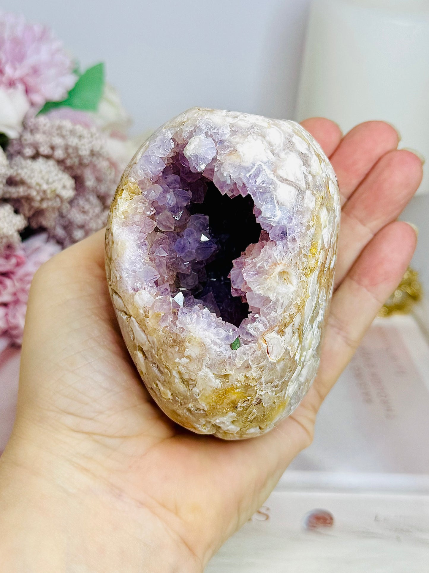High Grade Druzy Pink Amethyst Geode On Custom Made Stand 18cm 714g