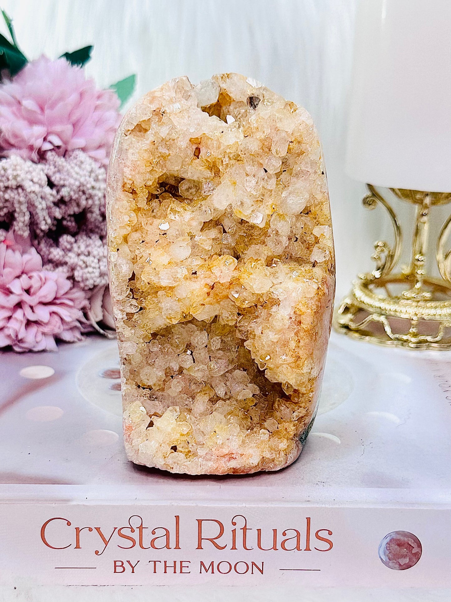 ⚜️ SALE ⚜️ Chunky 11cm Druzy Pink Amethyst Freeform Over Half A Kg From Uruguay with Green Jasper Inclusions
