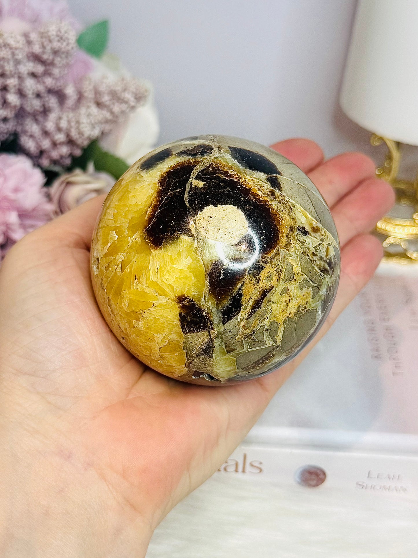 Large Septarian Sphere on Stand 530g