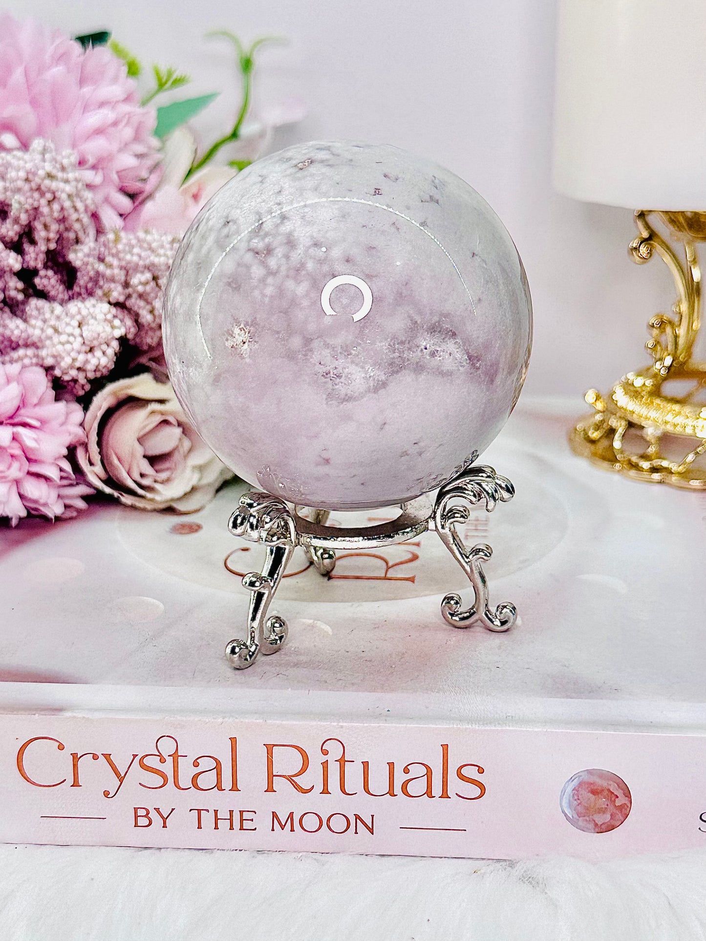Graceful & Elegant ~ 372Gram Druzy Pink Amethyst Sphere on Silver Stand From Brazil