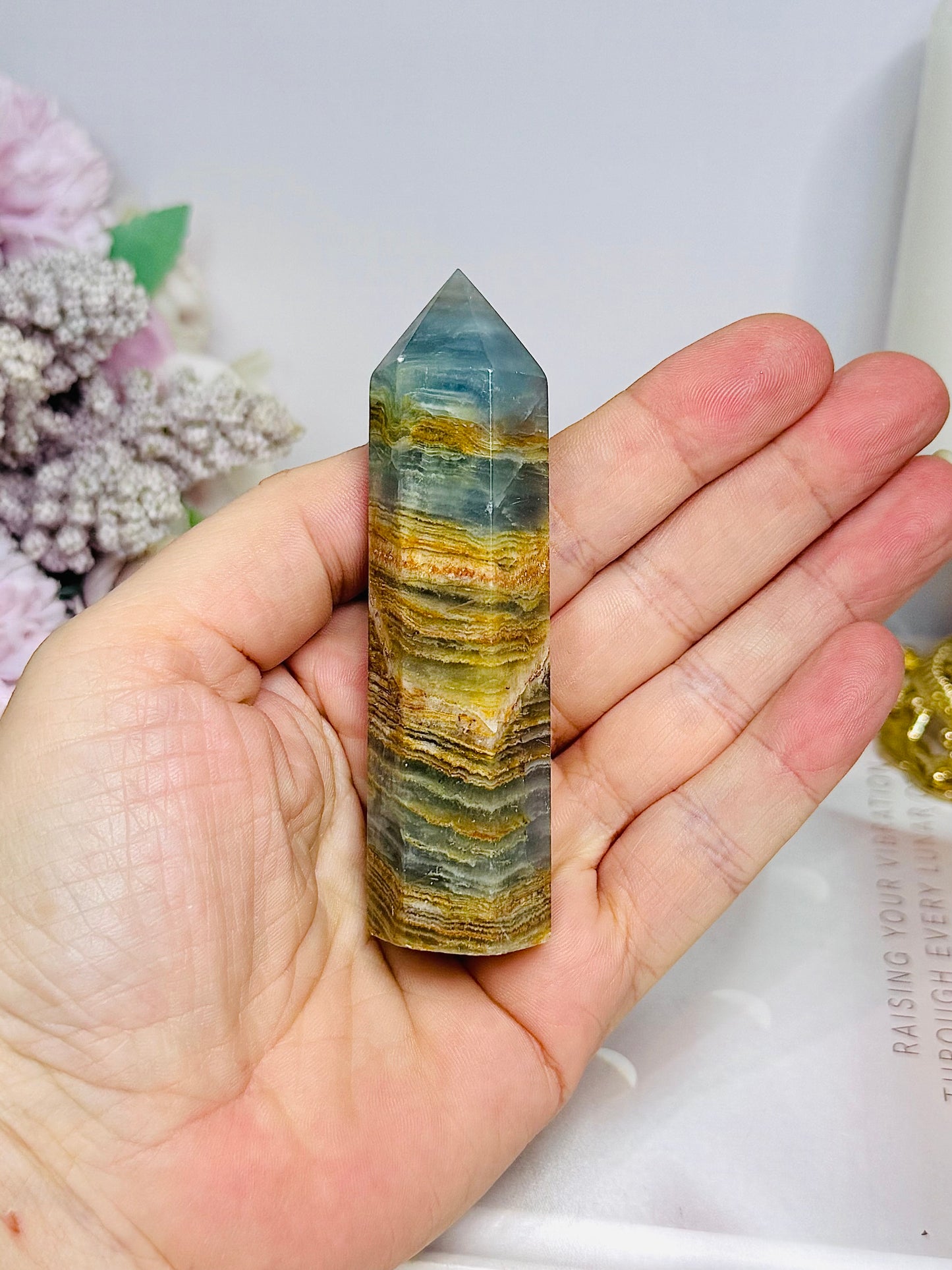 Natural Blue Onyx Tower 9cm