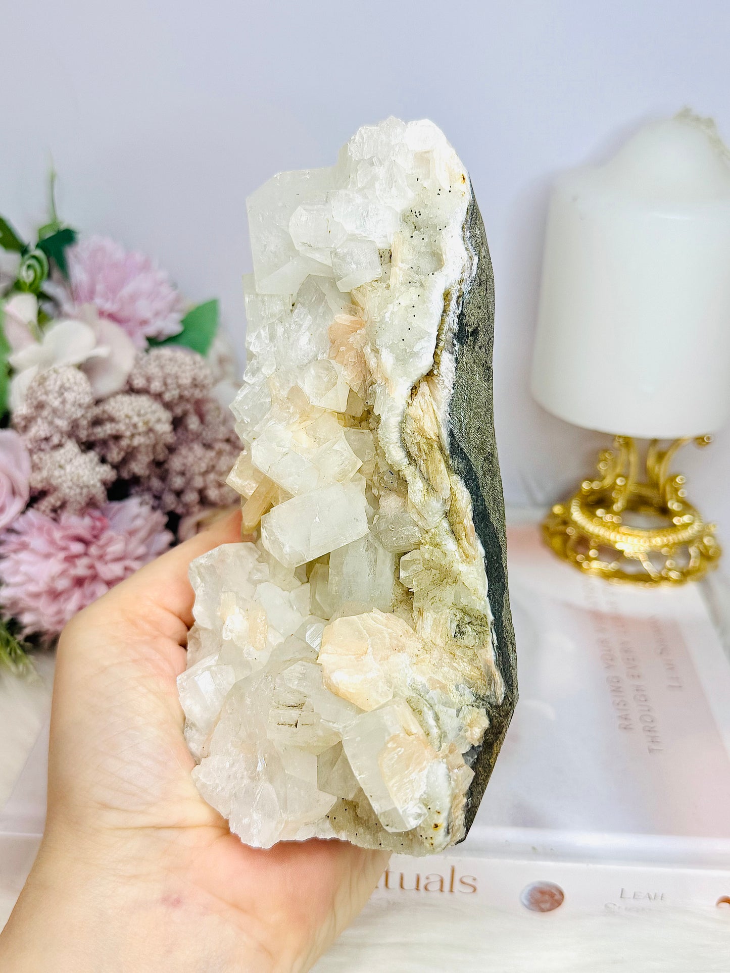Natural Apophyllite with Stilbite Freeform Cluster 15cm 730g