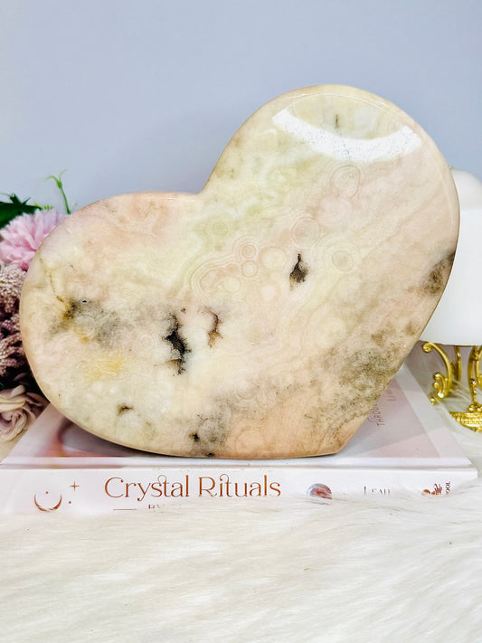 Huge Pink Amethyst Druzy Carved Heart 1.76KG