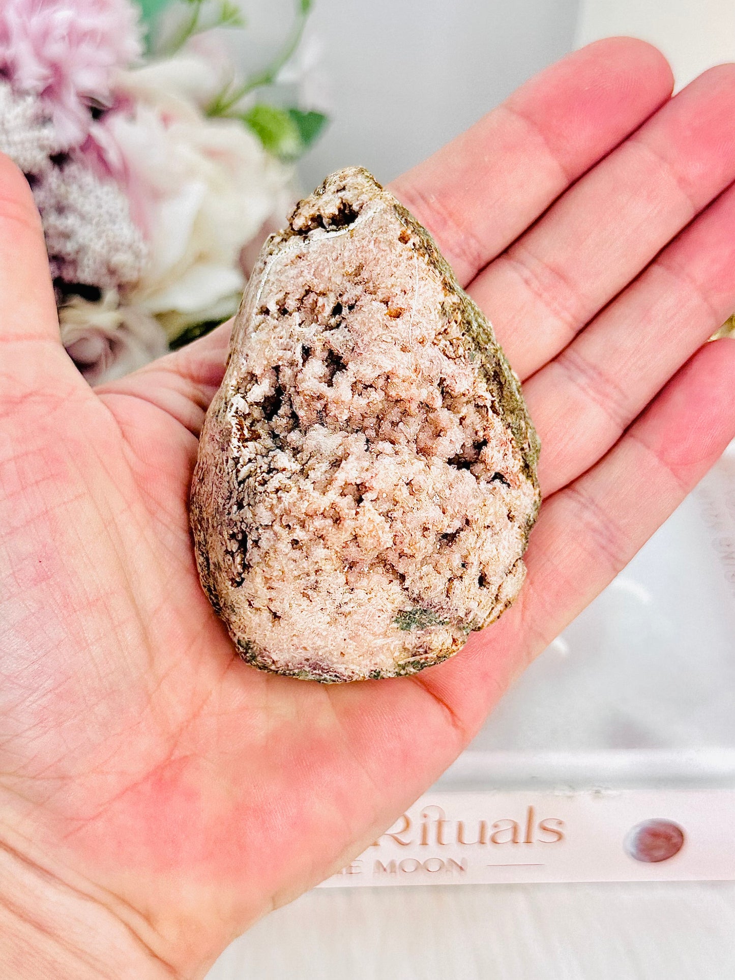 Natural Stunning Pink Amethyst Druzy Teardrop Freeform 9.5cm