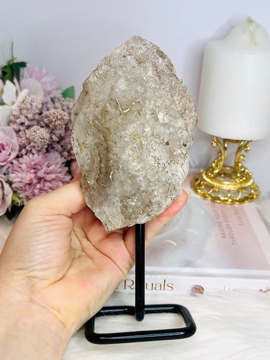 Large 19.5cm Natural Elestial | Alligator Quartz On Stand