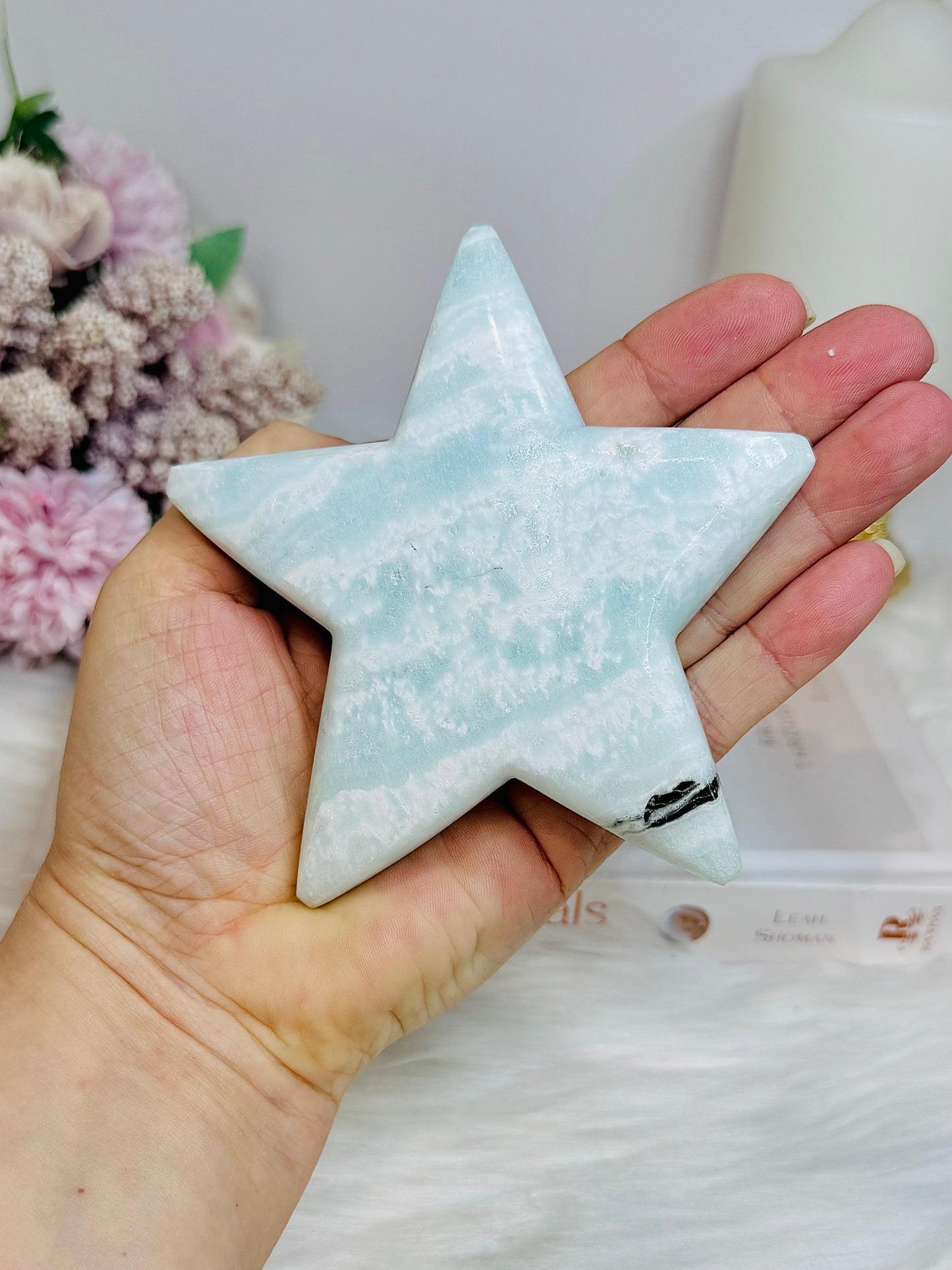 Large Caribbean Calcite Star on Stand 11.5cm