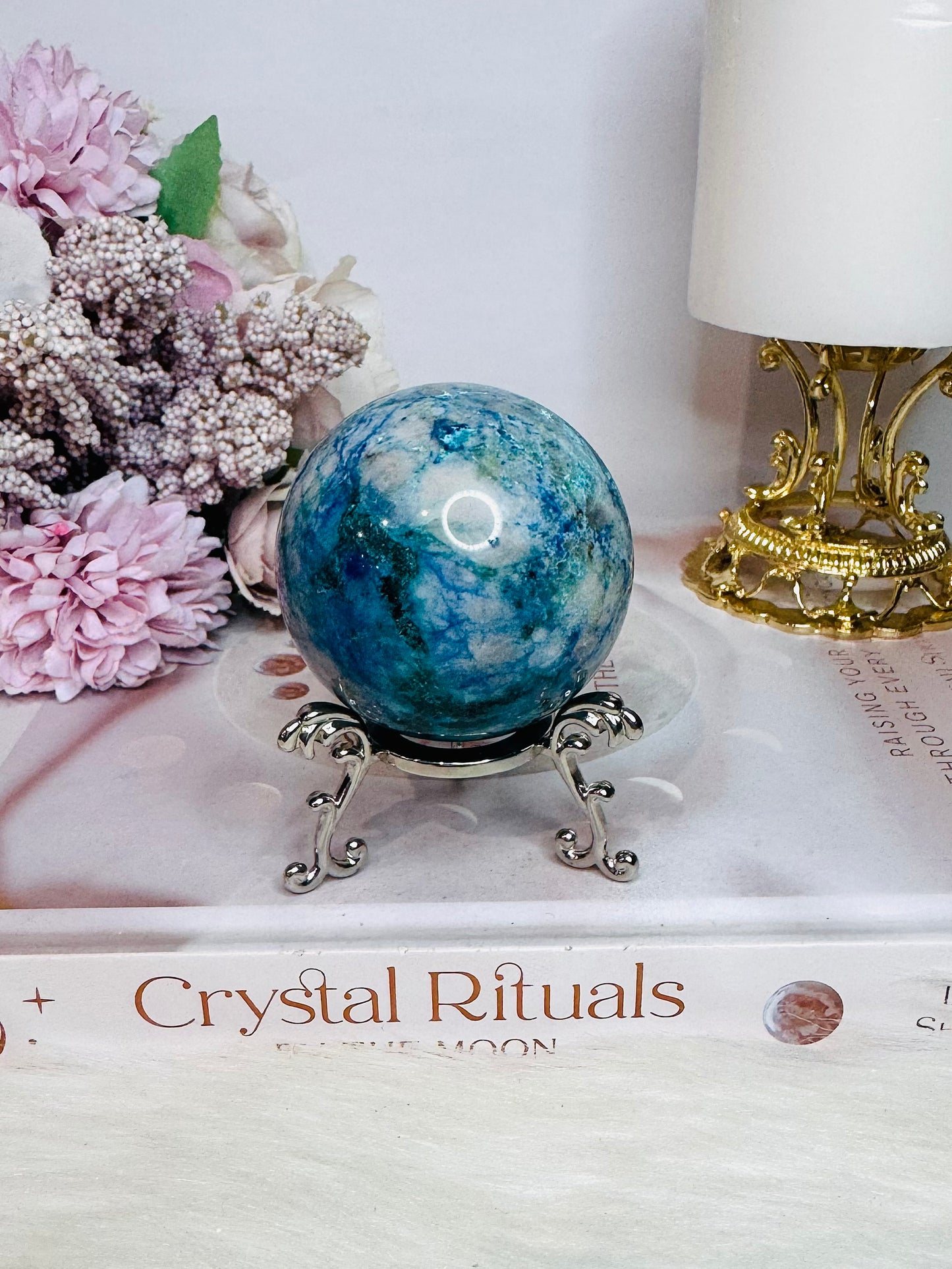 Chrysocolla Sphere On Stand 191grams