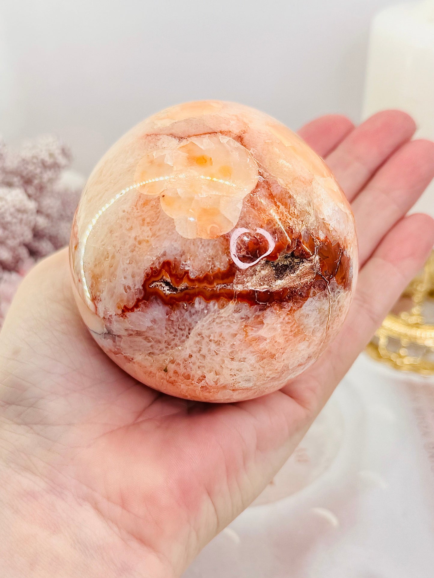Large 659gram Carnelian Egg On Stand