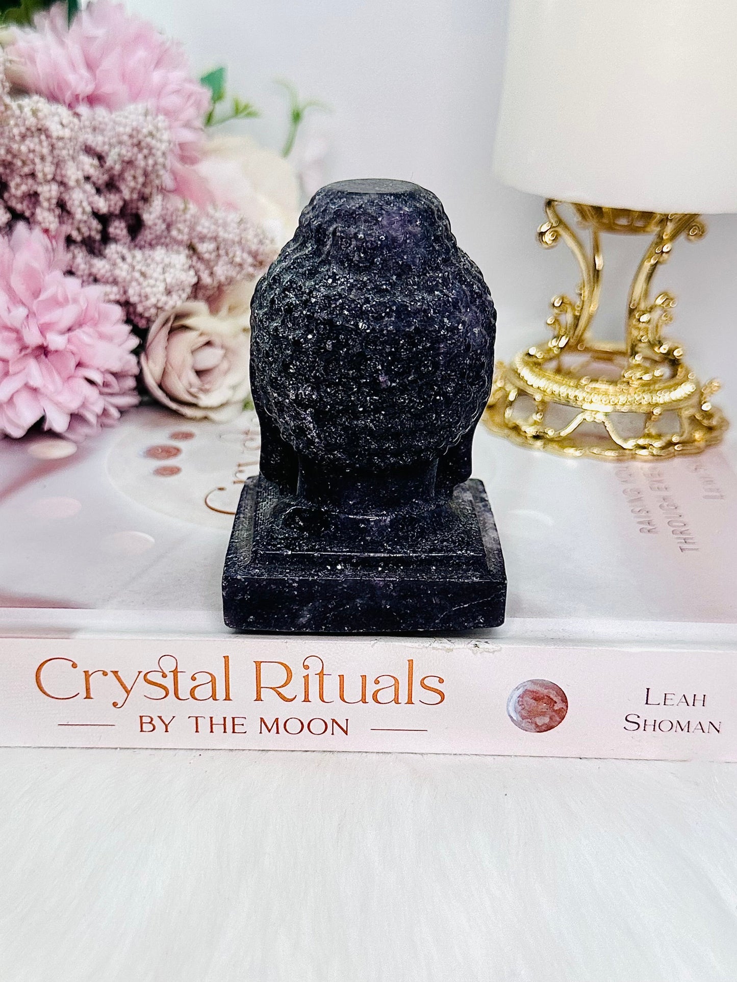 Lepidolite Carved Buddha Head 296gram