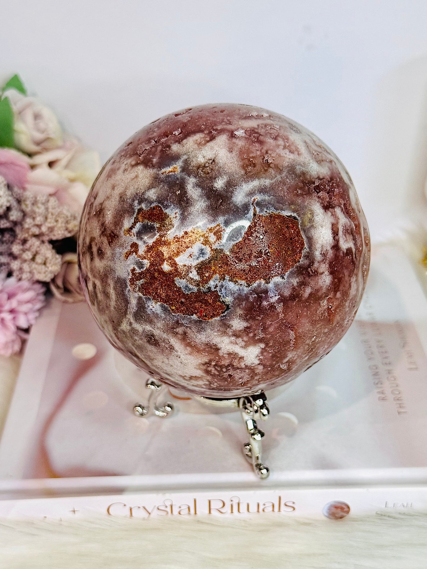 STATEMENT PIECE ~ The Most Spectacular High Grade Classy & Fabulous Huge Druzy Pink Amethyst Sphere From Brazil On Stand