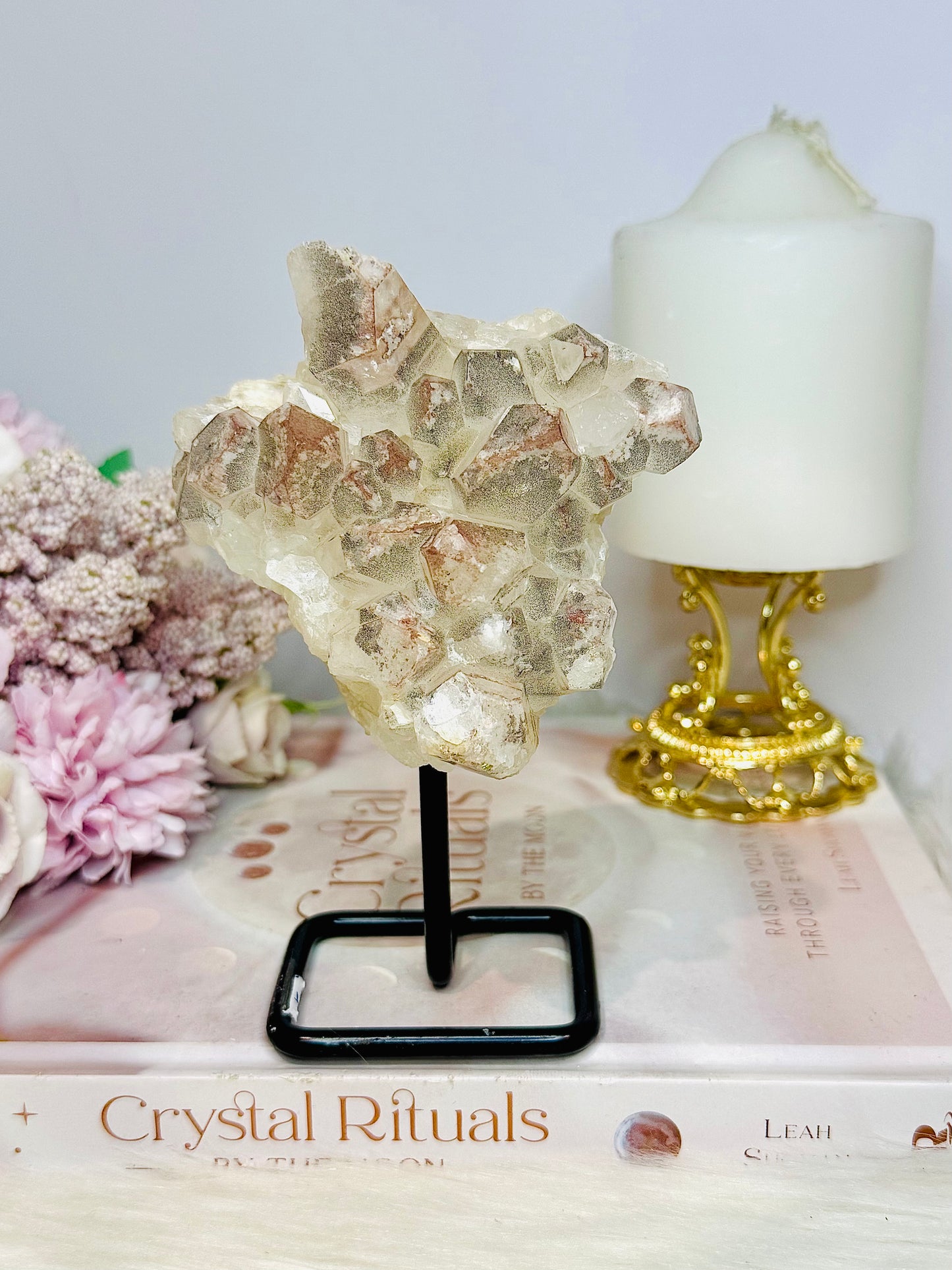 Large Natural Pink Lithium Cluster on Stand 514g