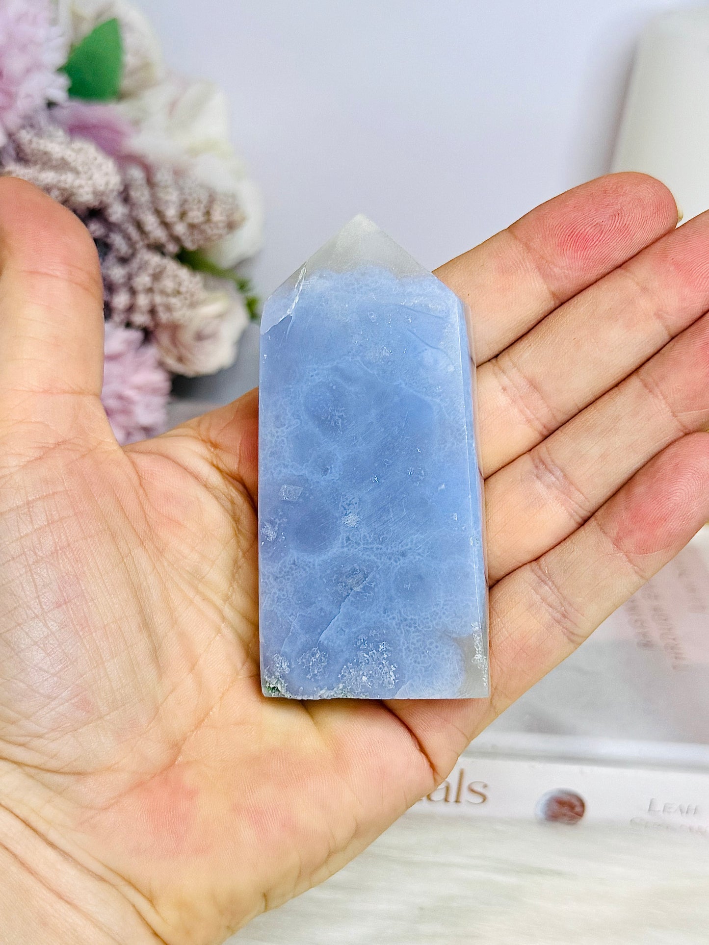 Druzy Blue Lace Agate Tower 8cm