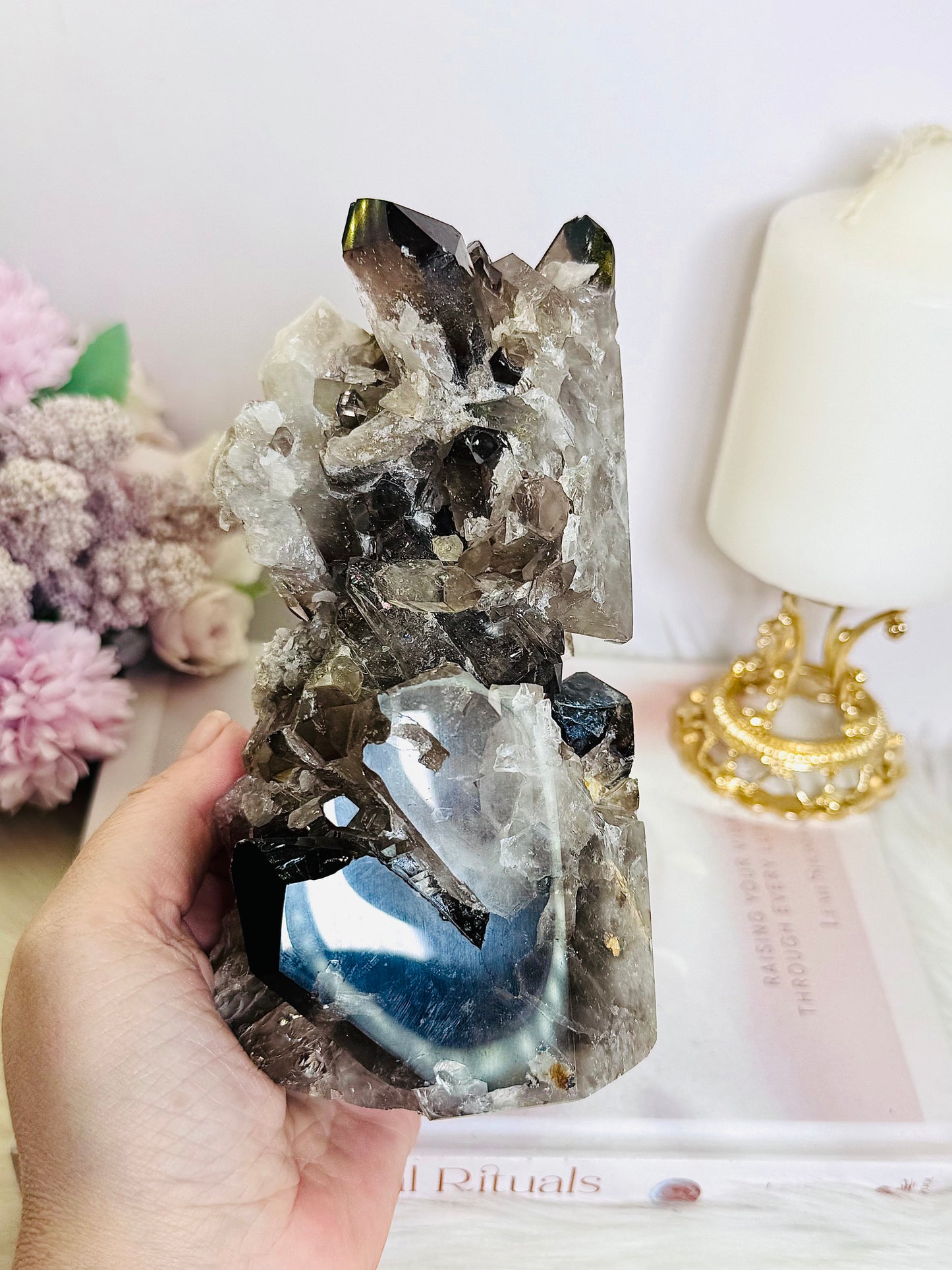 Smokey Quartz Cluster Tower 15cm 789g From Brazil