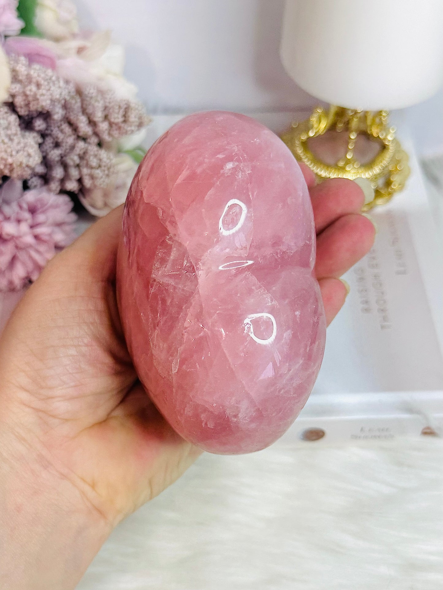 Fabulous Large Chunky High Grade Dark Pink Rose Quartz Carved Heart 698grams 10cm