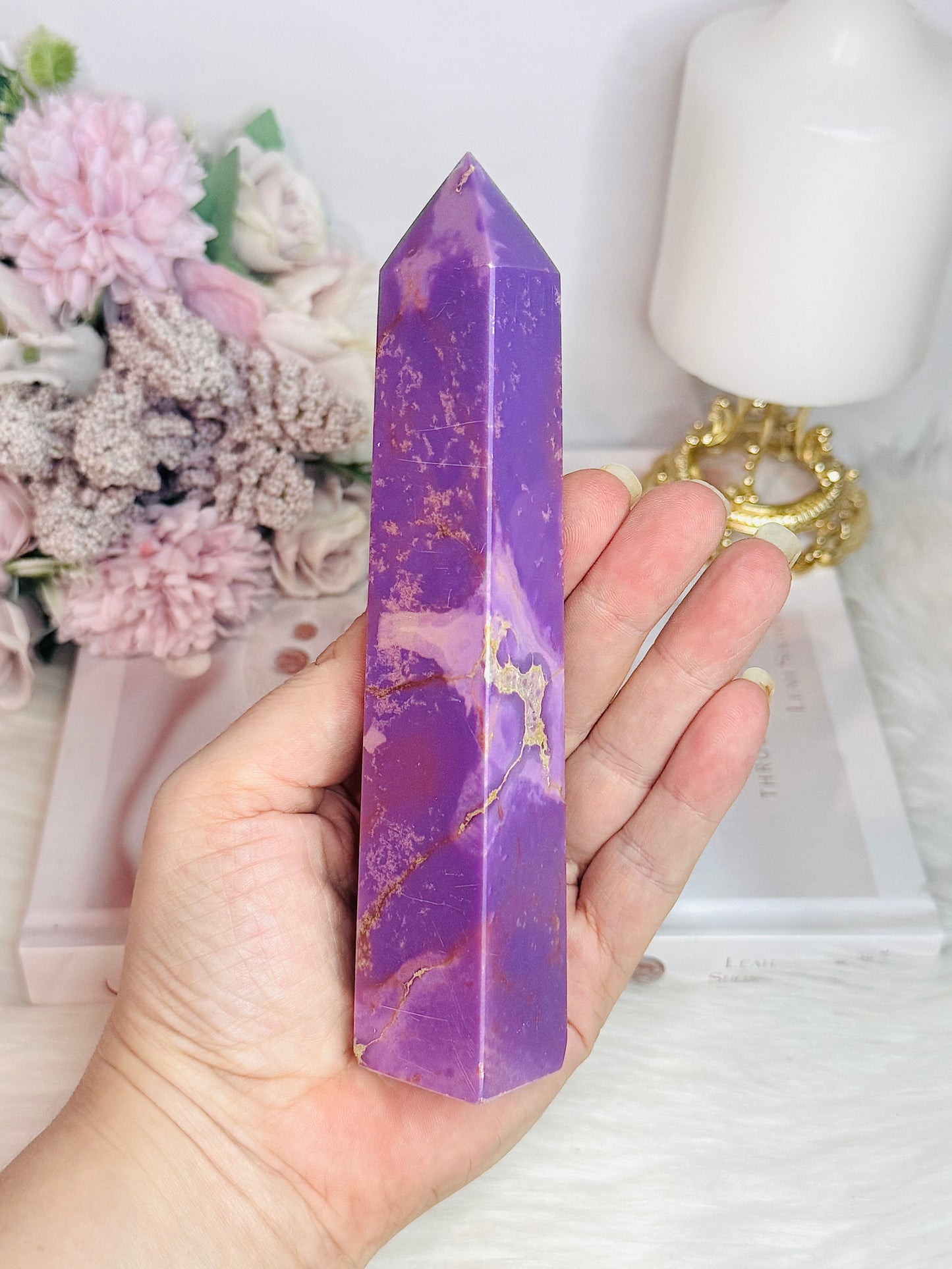 High Grade Rare Natural Phosphosiderite Carved Tower From USA 16cm