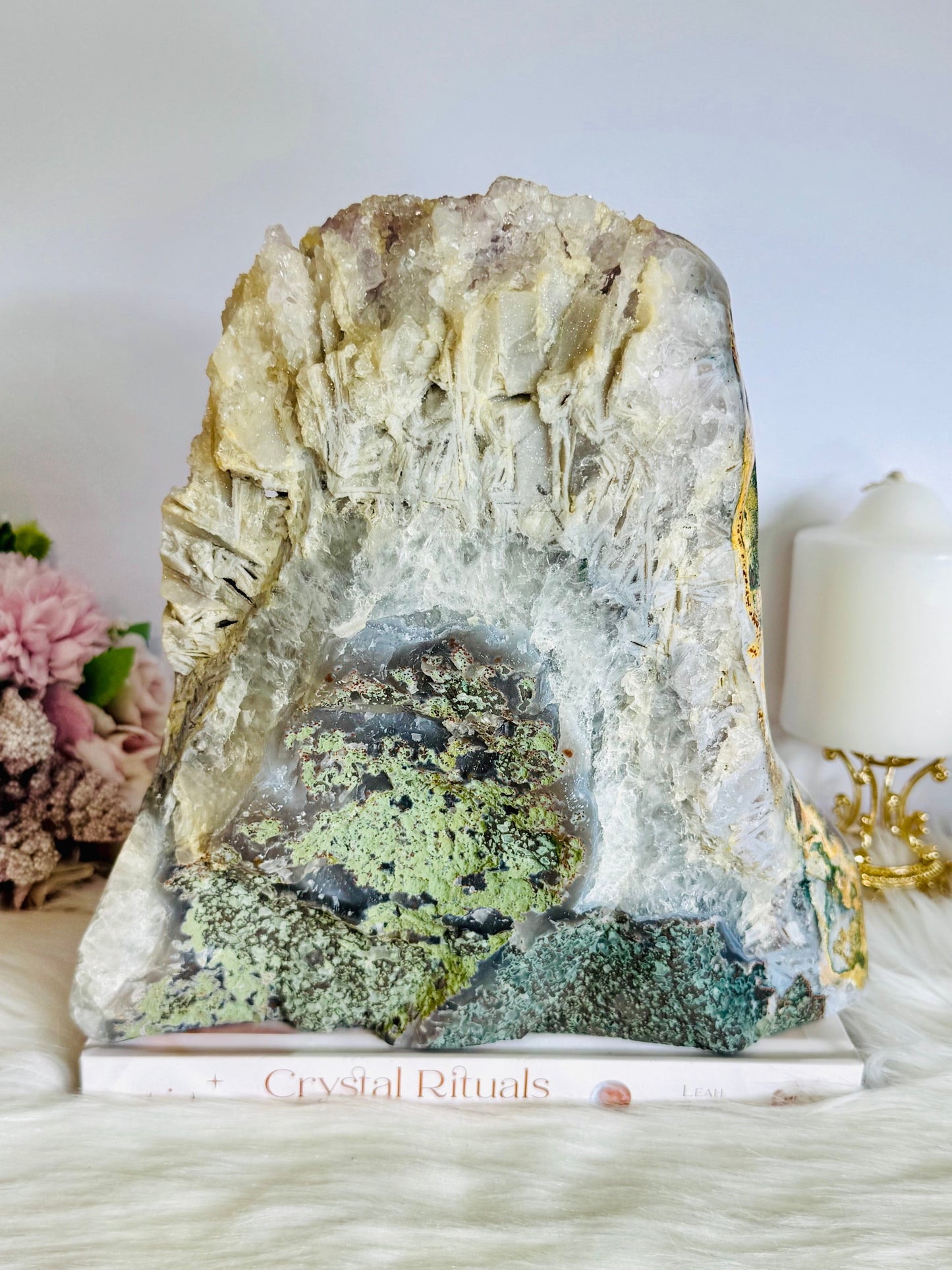 Natural Sparkling Druzy Pink Amethyst Freeform with Rutile Formations 4.9KG