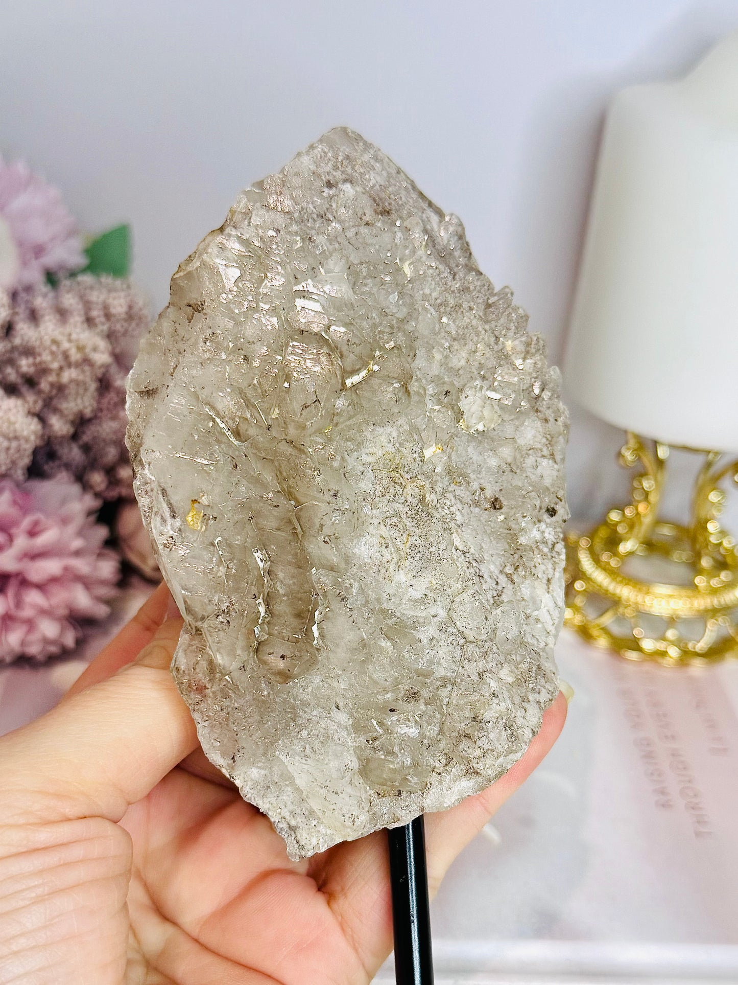 Large 19.5cm Natural Elestial | Alligator Quartz On Stand