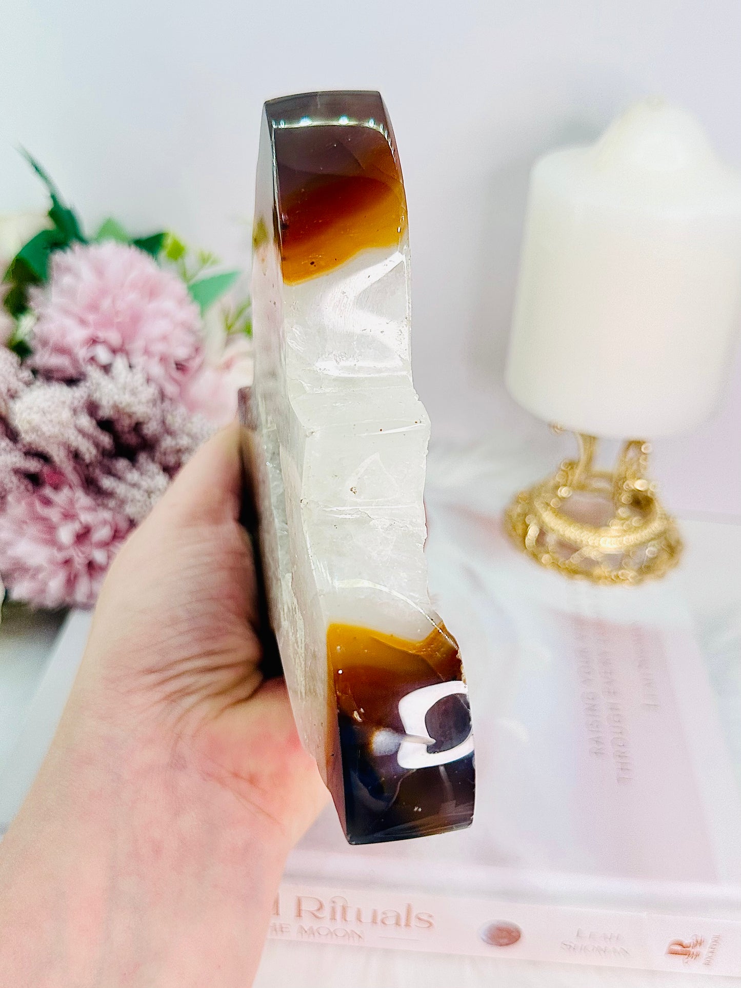 Beautiful Large 11.5cm 553gram Druzy Agate Carved Angel From Brazil
