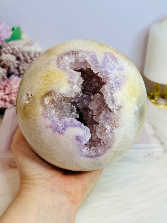 ⚜️ SALE ⚜️ MASTERPIECE! Huge High Grade Pink Amethyst Druzy Sphere 2.67KG 13cm