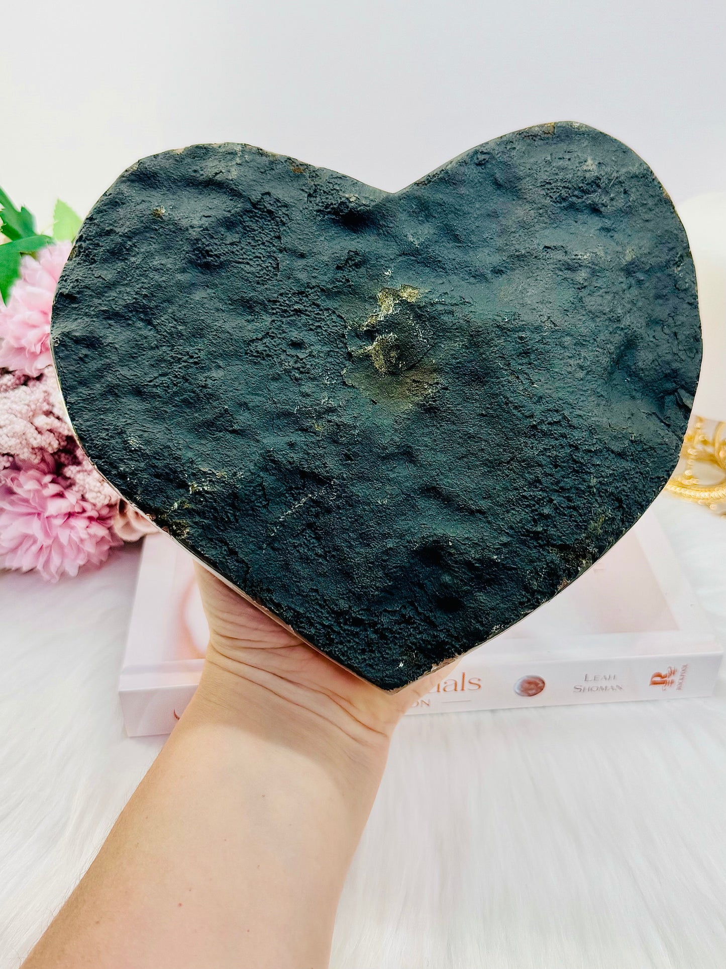 Classy & Fabulous Huge Stunning 22cm (Inc Stand) 1.87KG Amethyst Cluster Heart on Rose Gold Stand From Brazil ~ Exquisite Piece