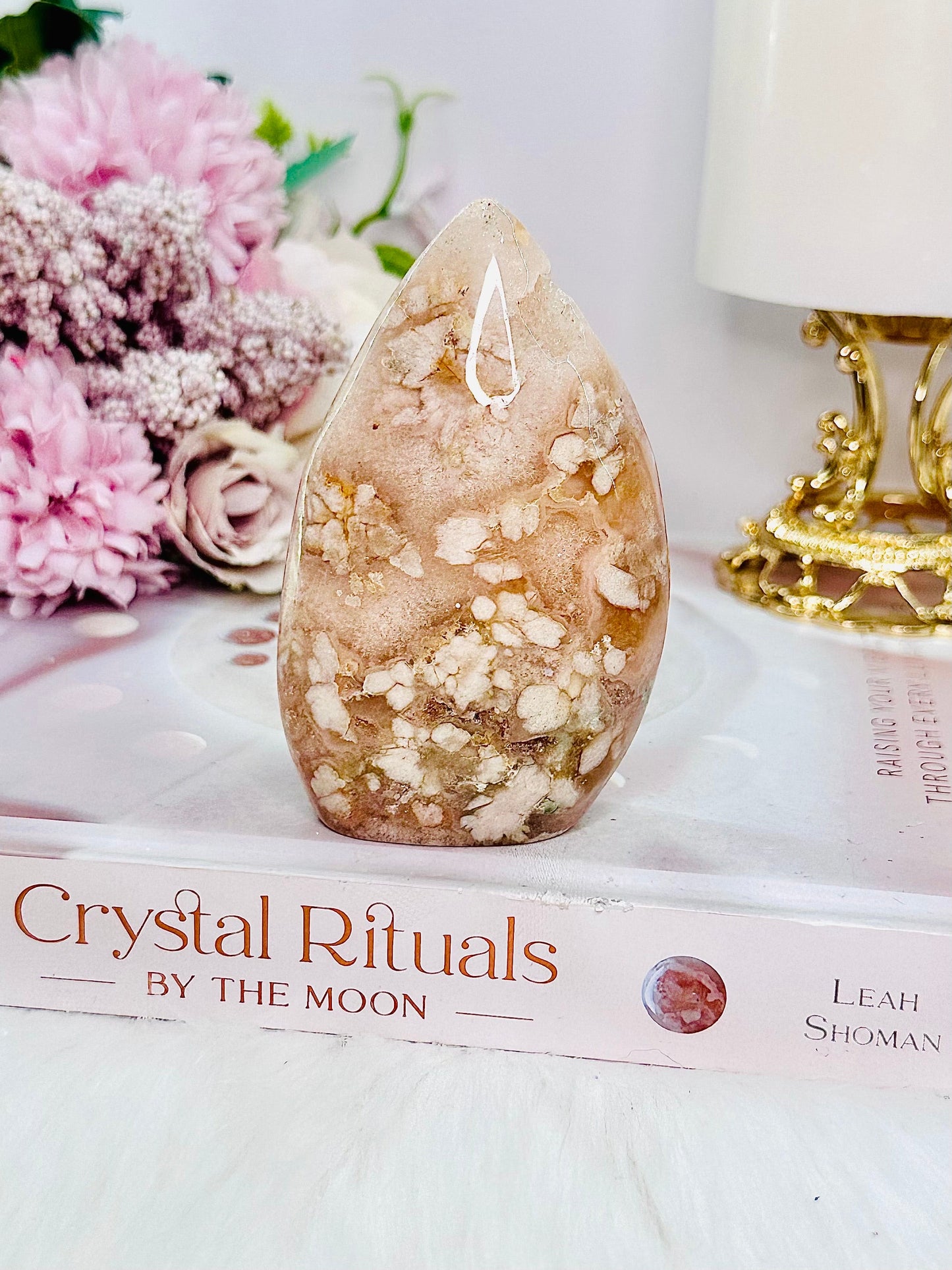 Druzy Flower Agate Carved Flame | Freeform From Madagascar 10cm