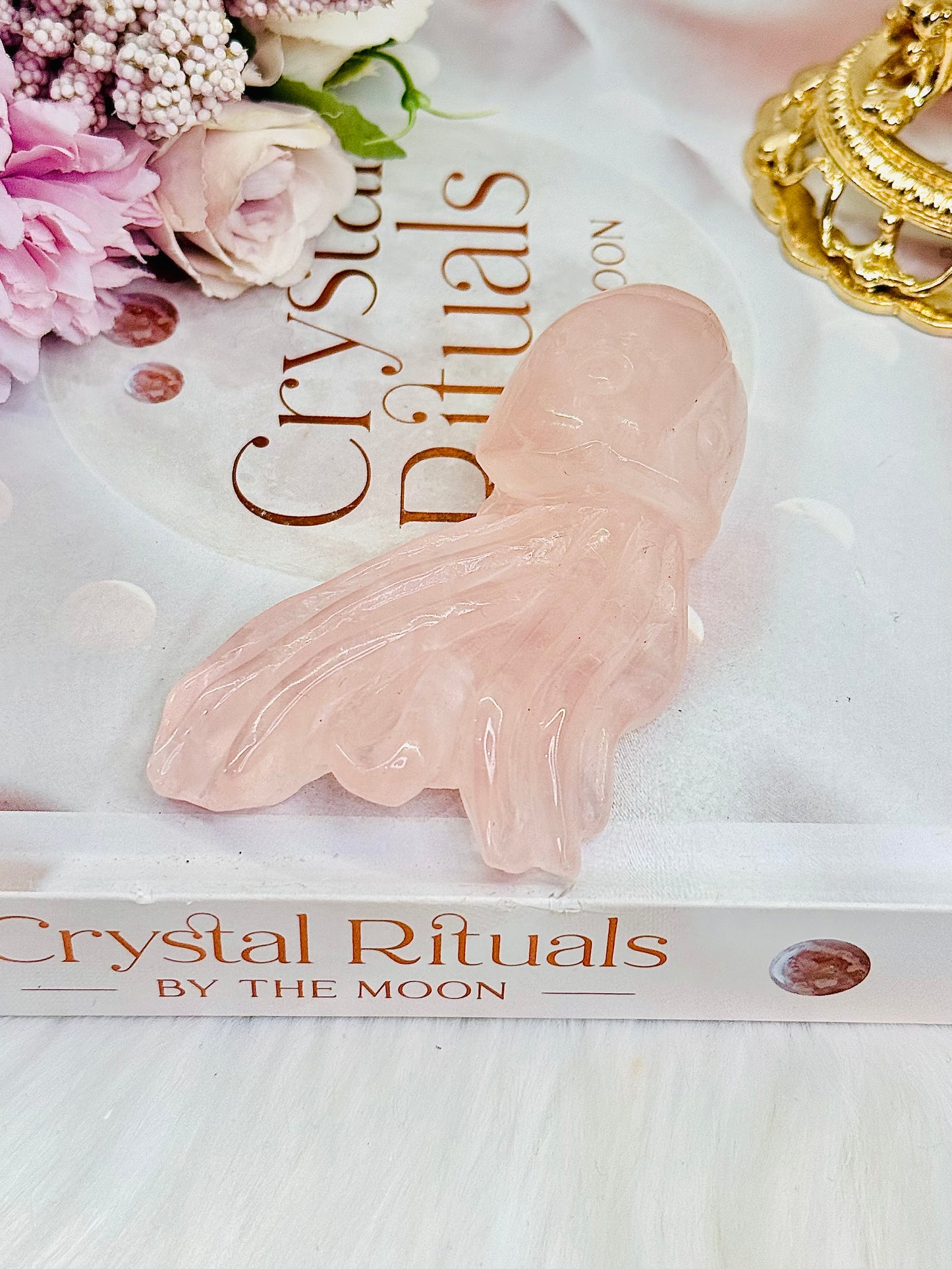 Rose Quartz Carved Octopus 9cm