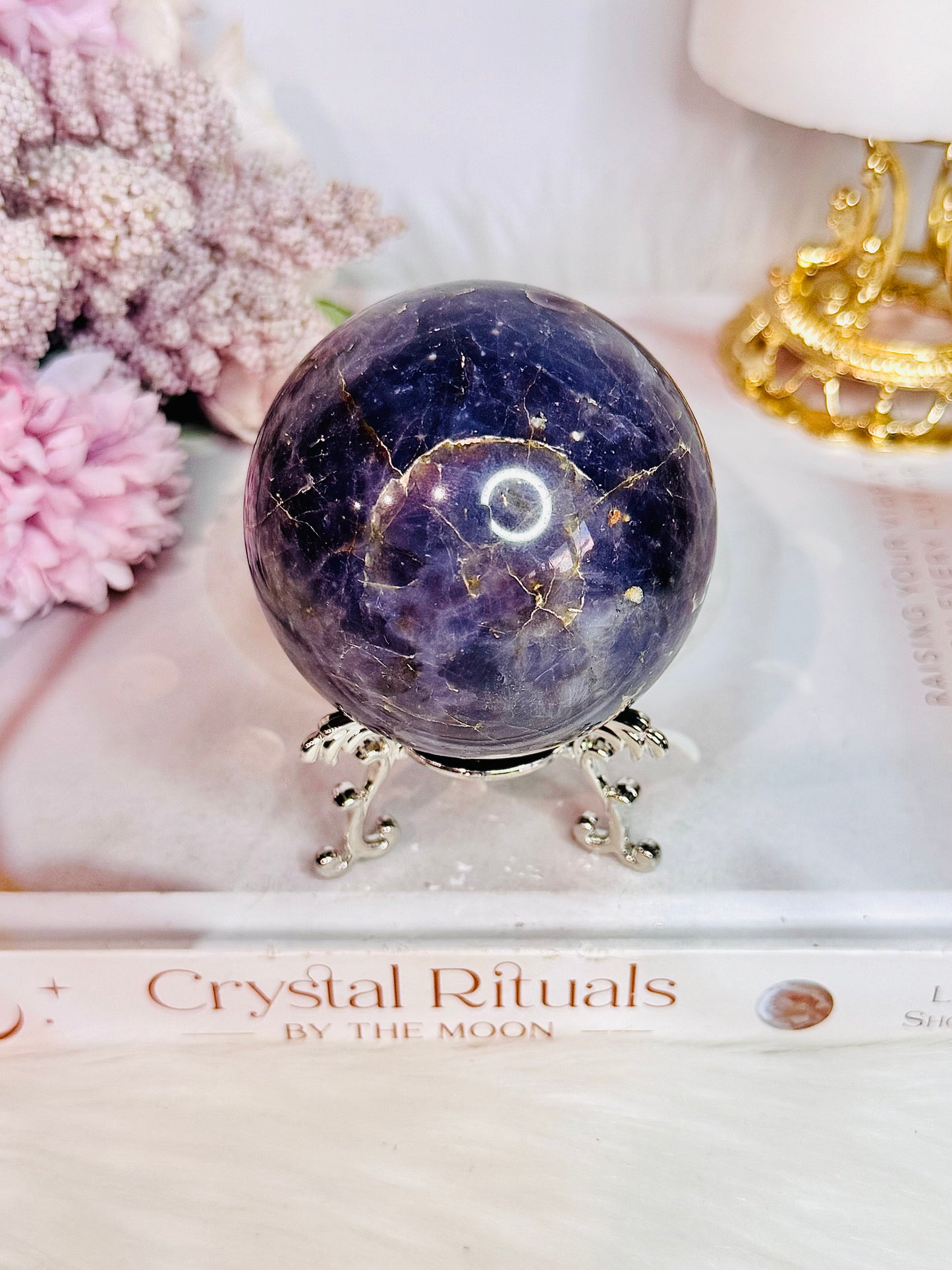 Stunning Large 346gram Lavender Rose Quartz Sphere On Stand
