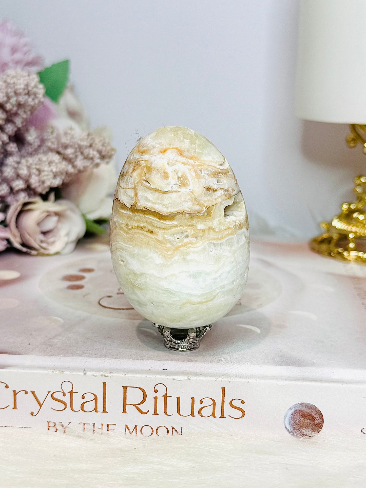 Caribbean Calcite Druzy Egg On Stand 7cm