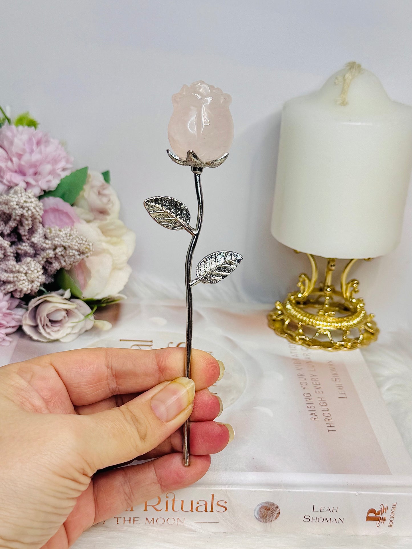 Rose Quartz Forever Rose 15cm