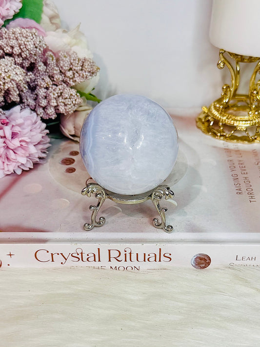 Druzy Blue Lace Agate Sphere On Stand 215grams