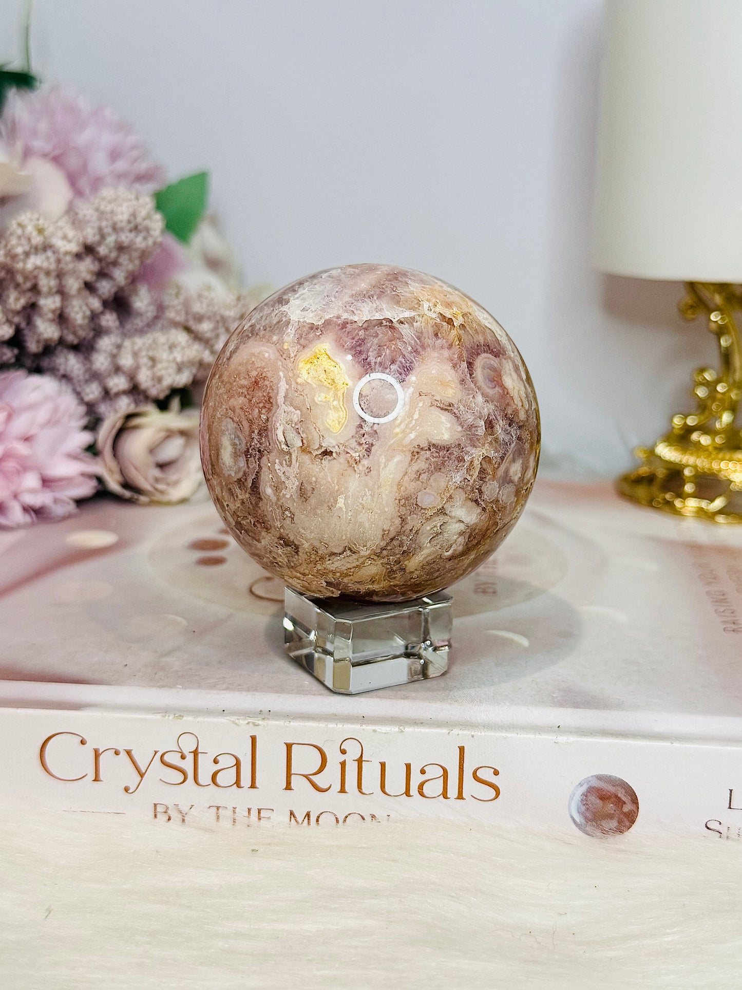 Pink Amethyst Sphere on Stand 301g
