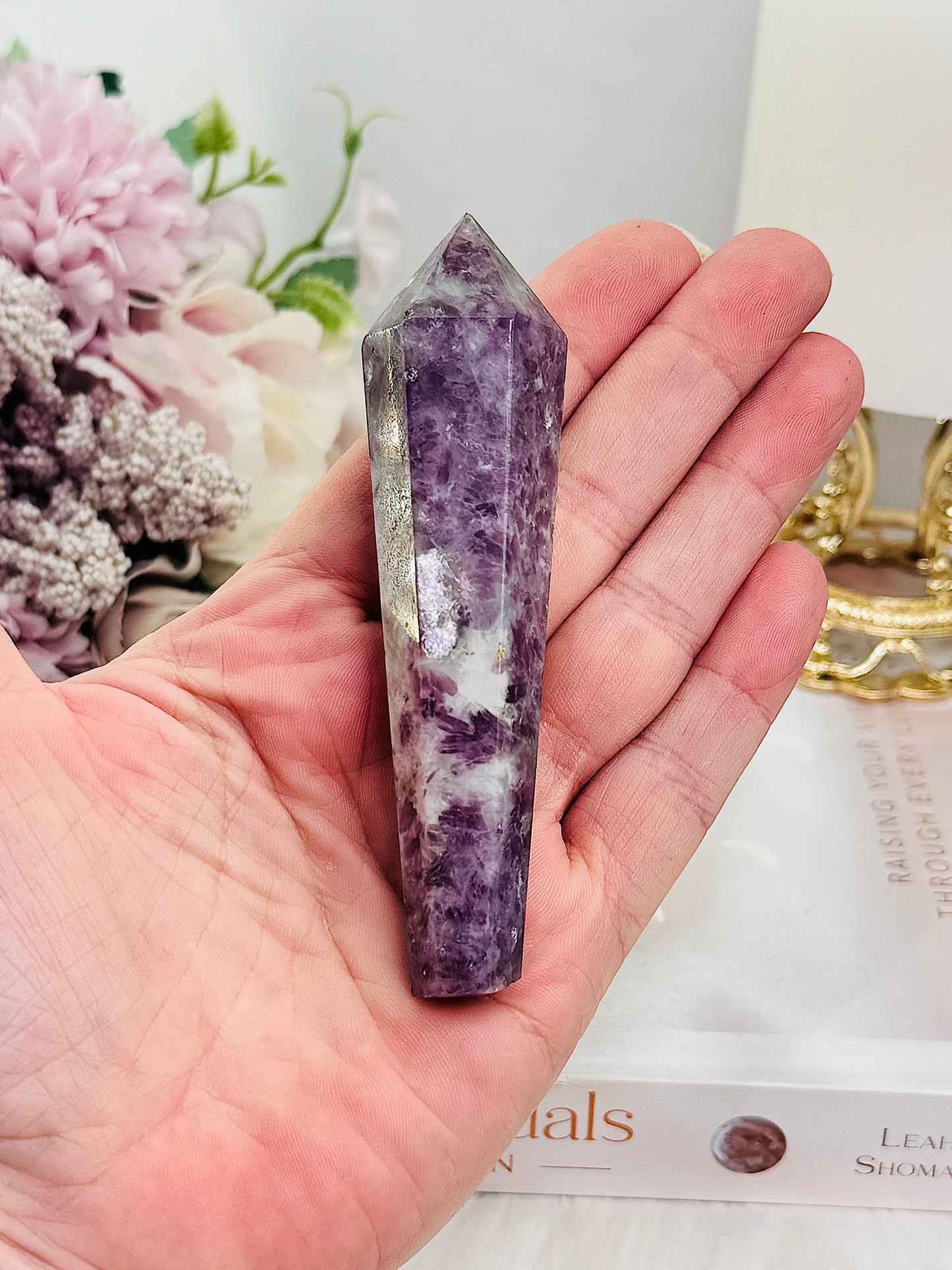 Reduce Anxiety ~ Beautifully Carved Lepidolite | Purple Mica Wand | Tower 10cm