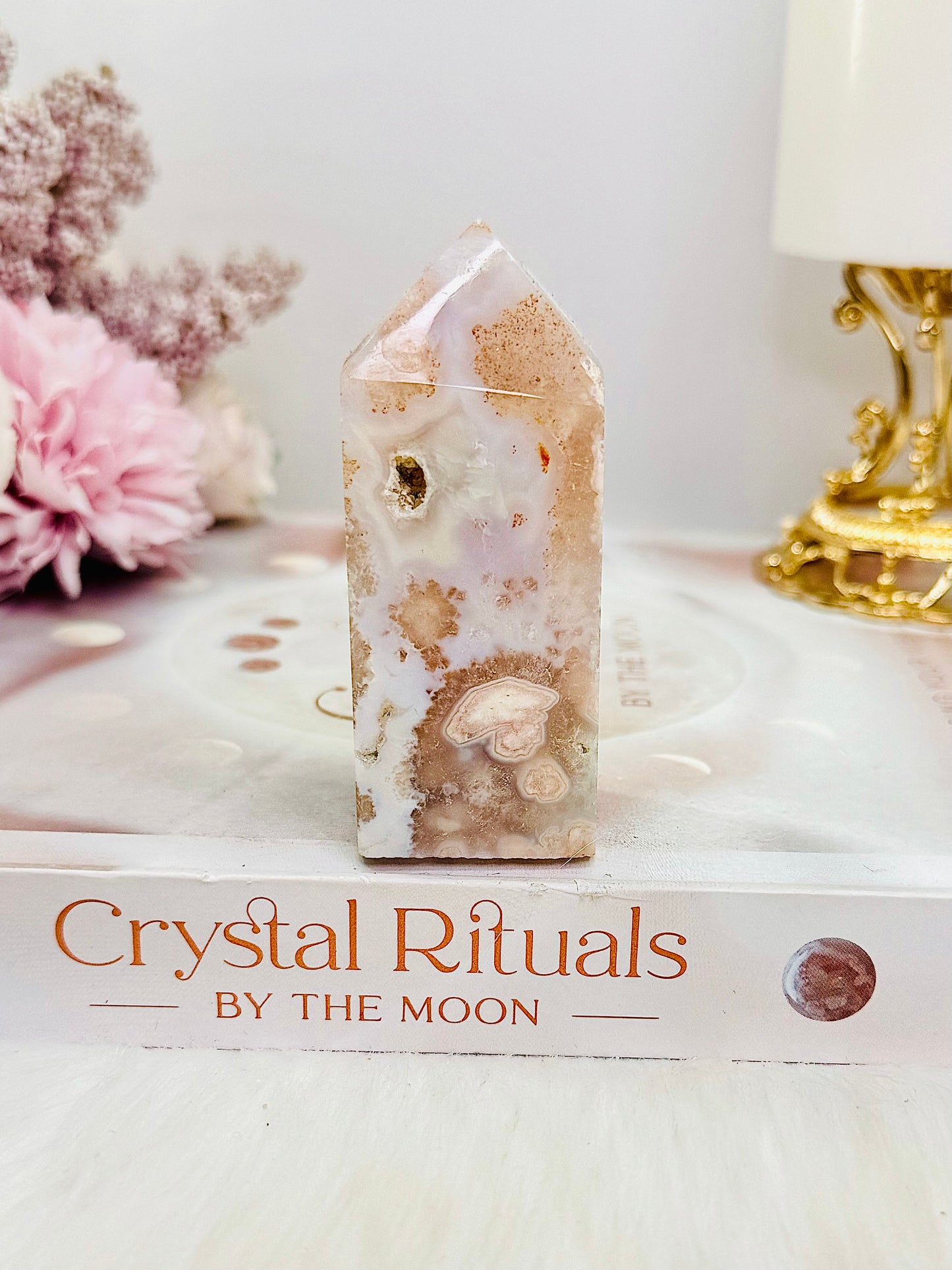 Chunky Flower Agate Tower 8cm