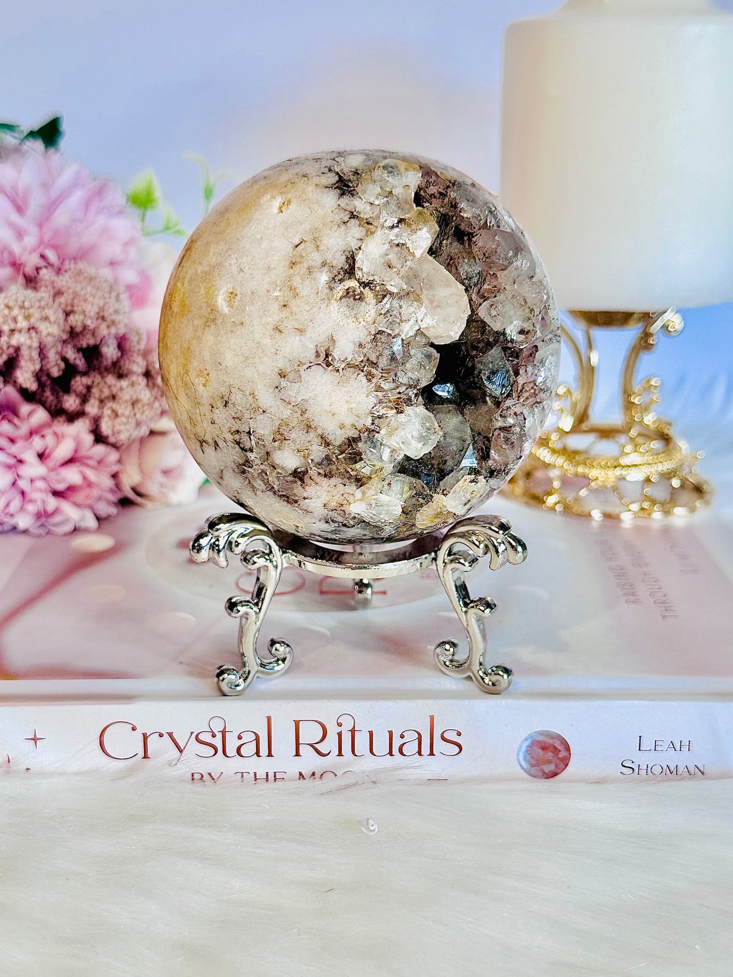 She Is Mesmerising!!! Classy & Fabulous 672gram Druzy Pink Amethyst Sphere On Stand From Brazil