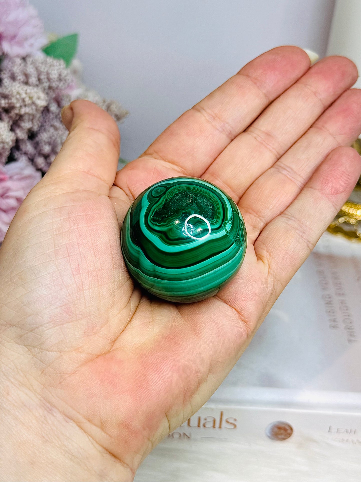 Natural Malachite From Congo Sphere on Stand 131g