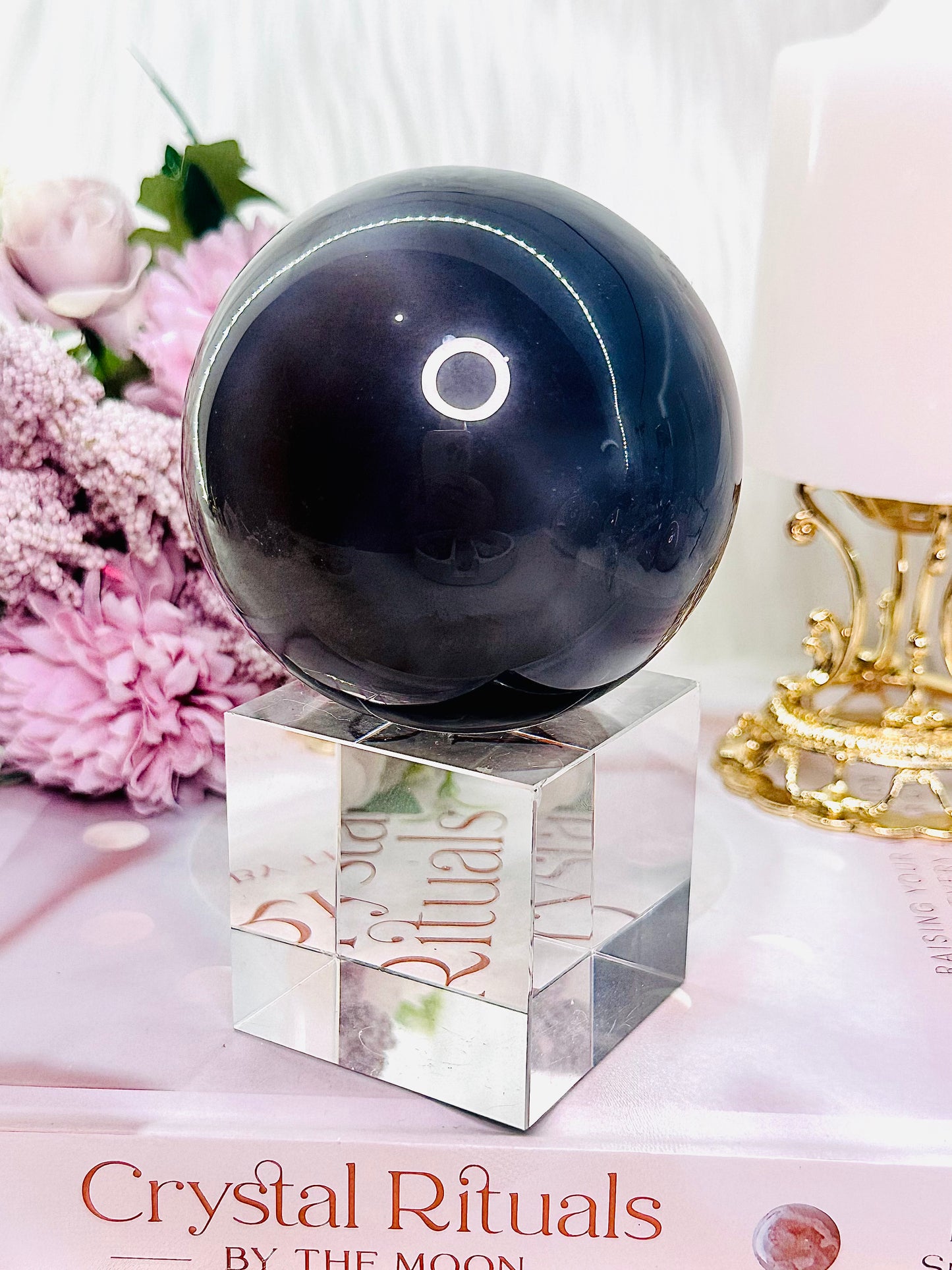 Wow!!!! What A Stunner!!! Large 536gram Druzy Agate Sphere on Silver Stand From Brazil (Glass stand in pic is display only)