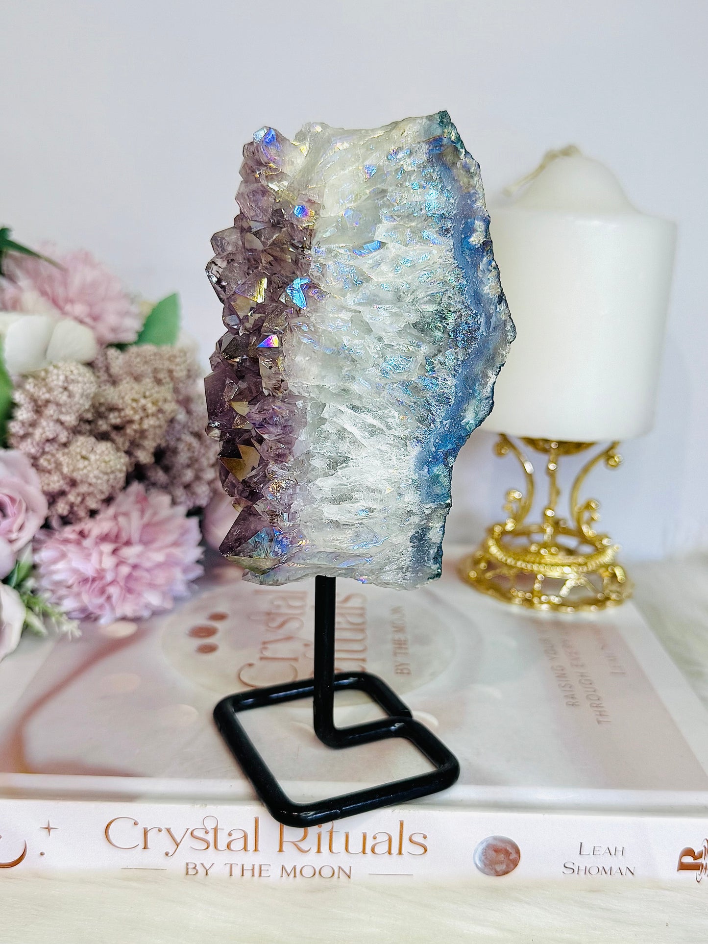 Large Chunky Angel Aura Amethyst Cluster on Stand 16cm