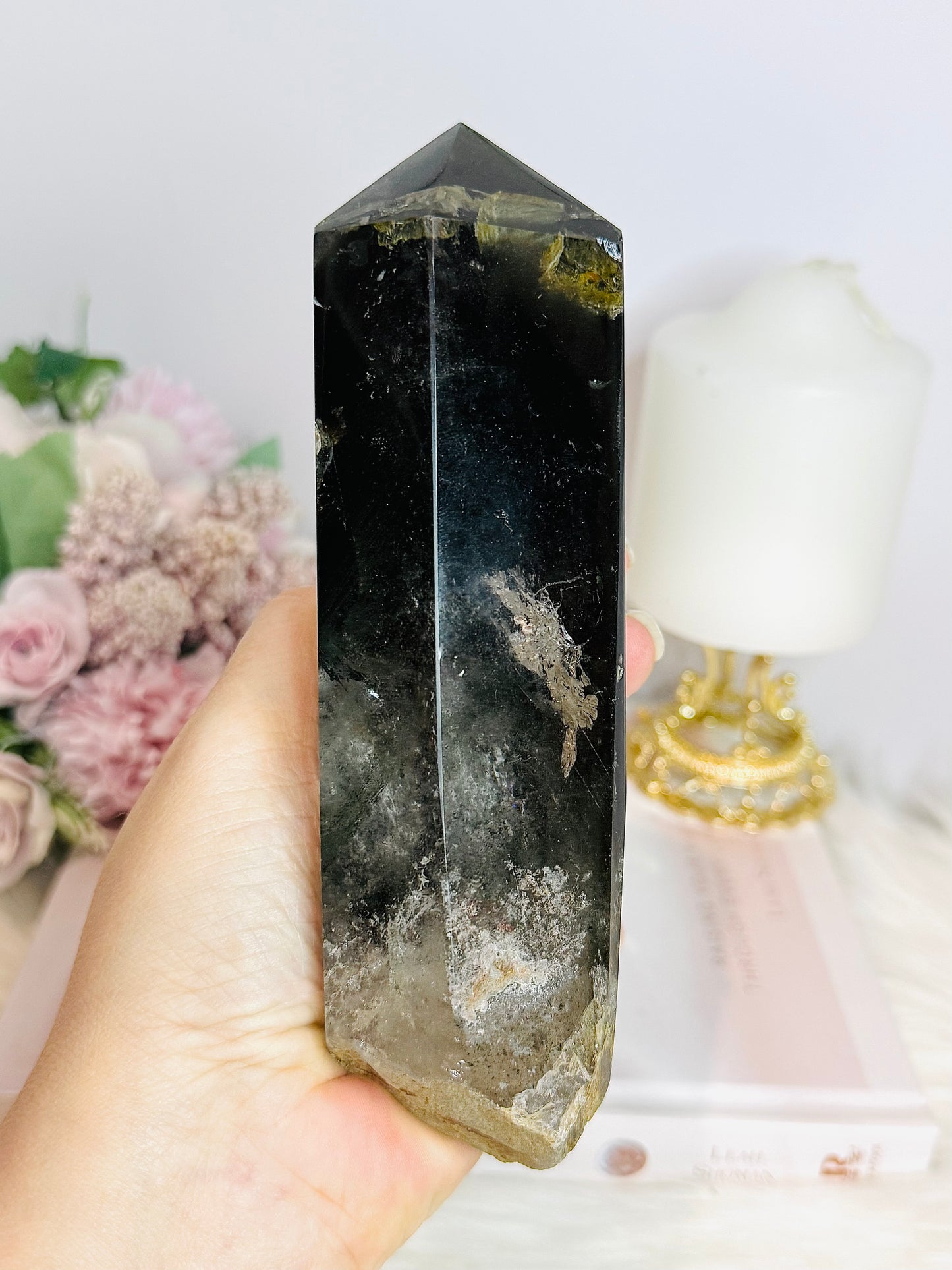 Large Garden Quartz | Lodolite Natural Polished Tower On Stand 25cm 903g