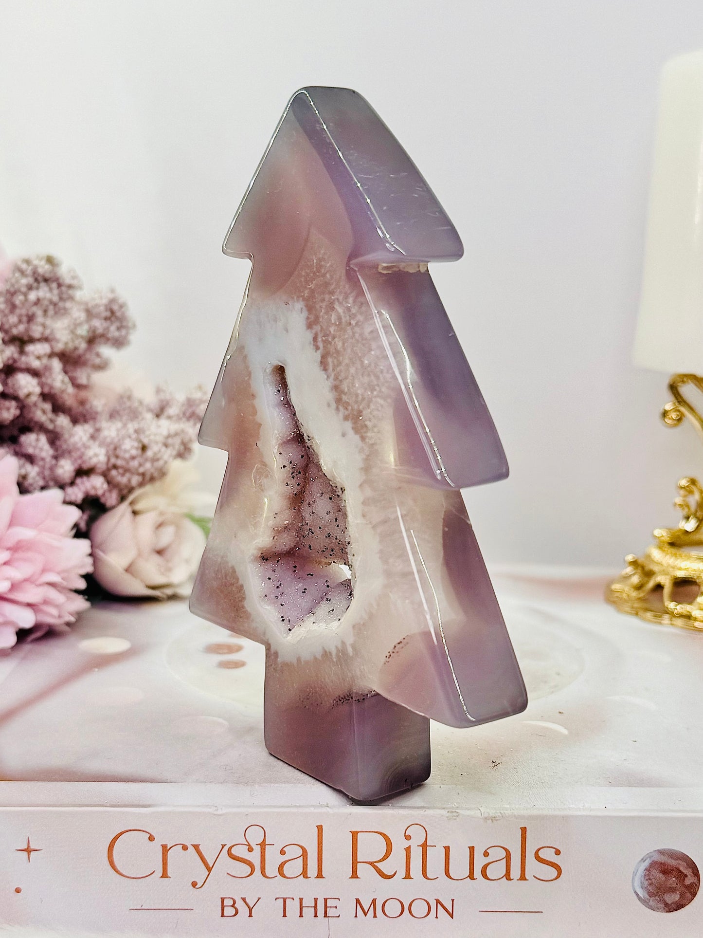 High Grade Sugar Druzy Agate Chunky Christmas Tree 12cm
