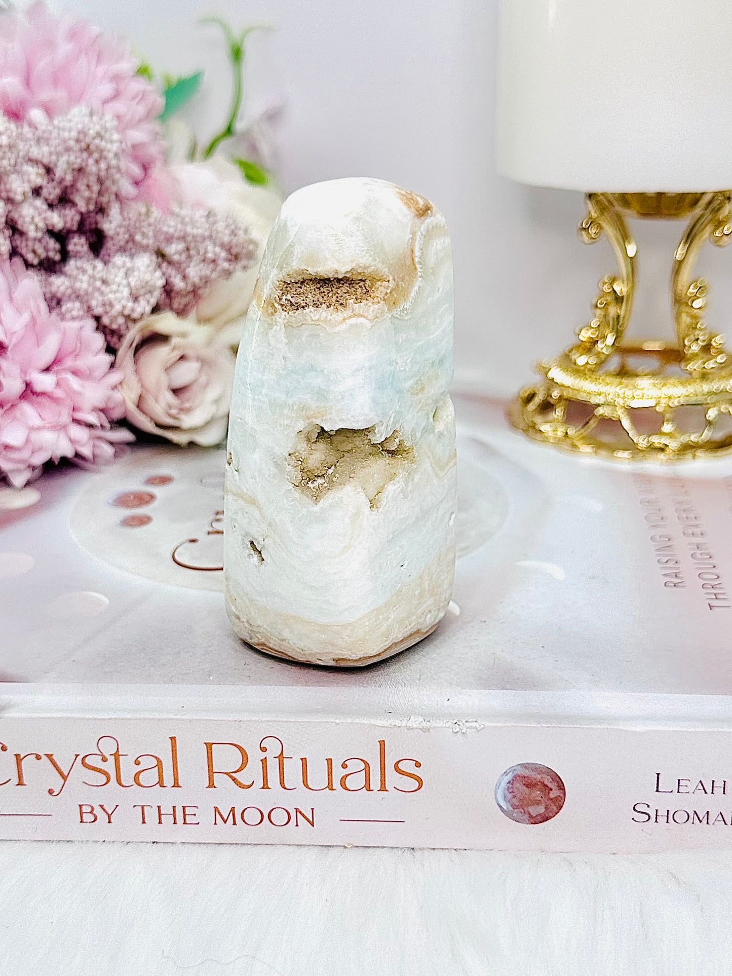 Emotional Understanding ~ Polished Caribbean Calcite Druzy Freeform 9cm