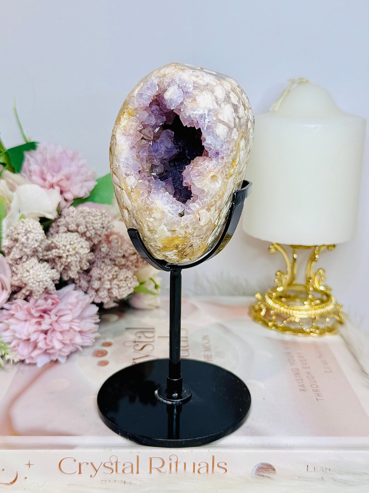 High Grade Druzy Pink Amethyst Geode On Custom Made Stand 18cm 714g