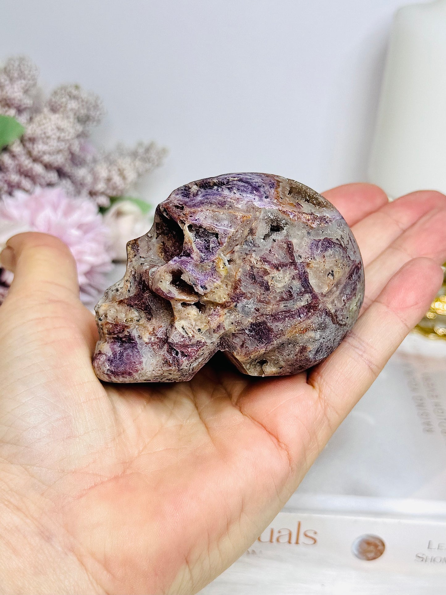 Root Fluorite Druzy Skull 7.5cm 294g