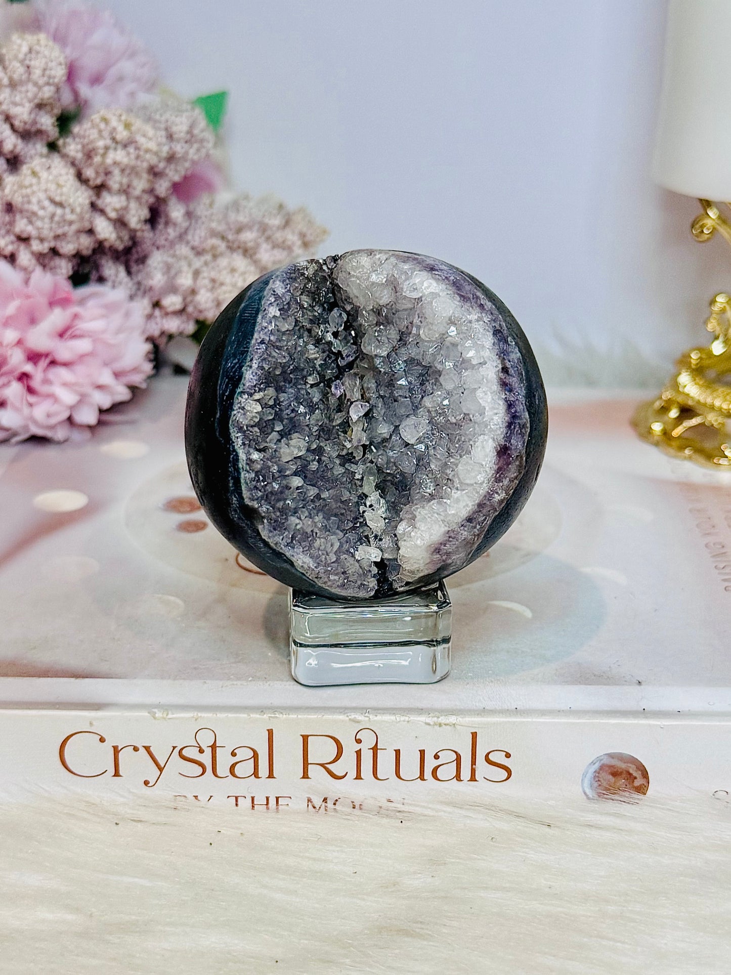 Amethyst Druzy Geode Sphere On Stand 251g