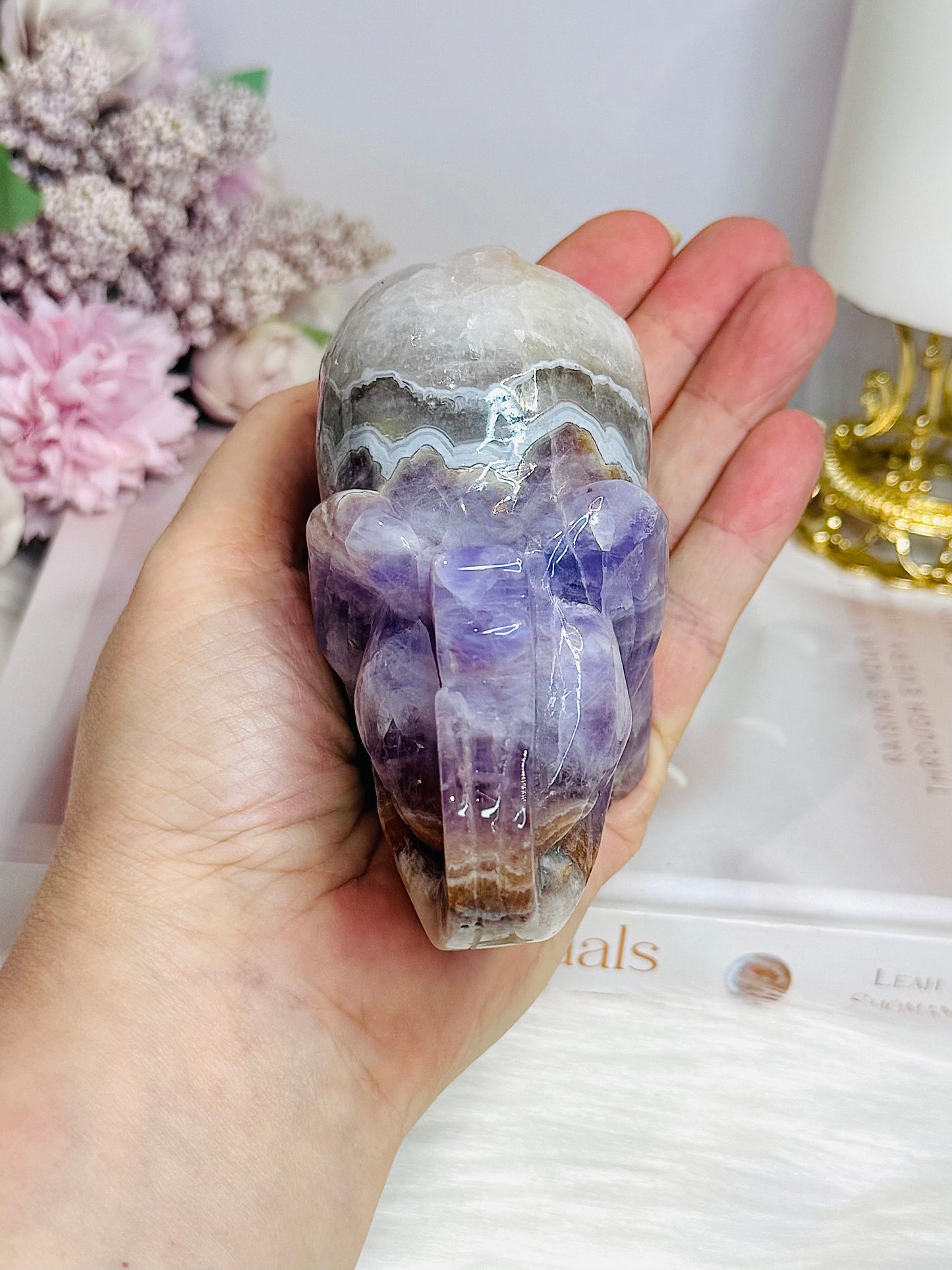 Amethyst X Mexican Lace Agate Elephant 11cm