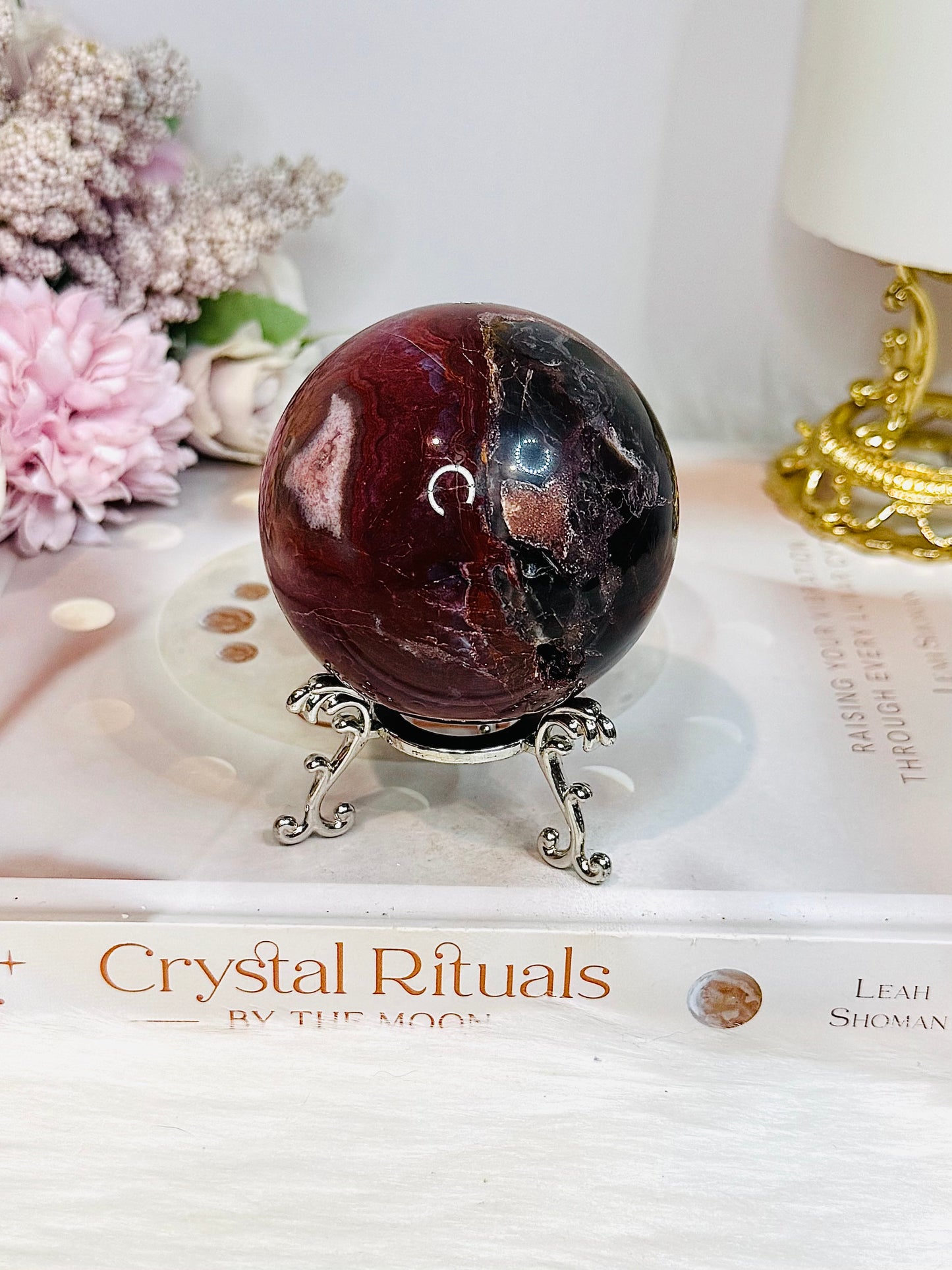 High Grade Mexican Lace Agate Sphere on Stand 334g for
