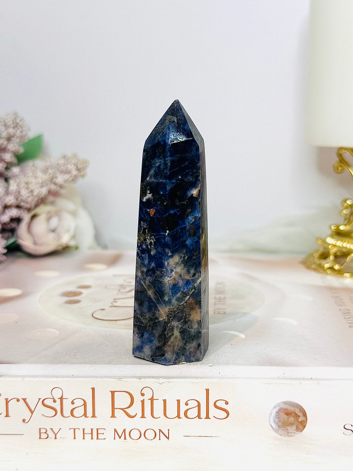 Blue Sodalite with Sunstone Tower 8.5cm