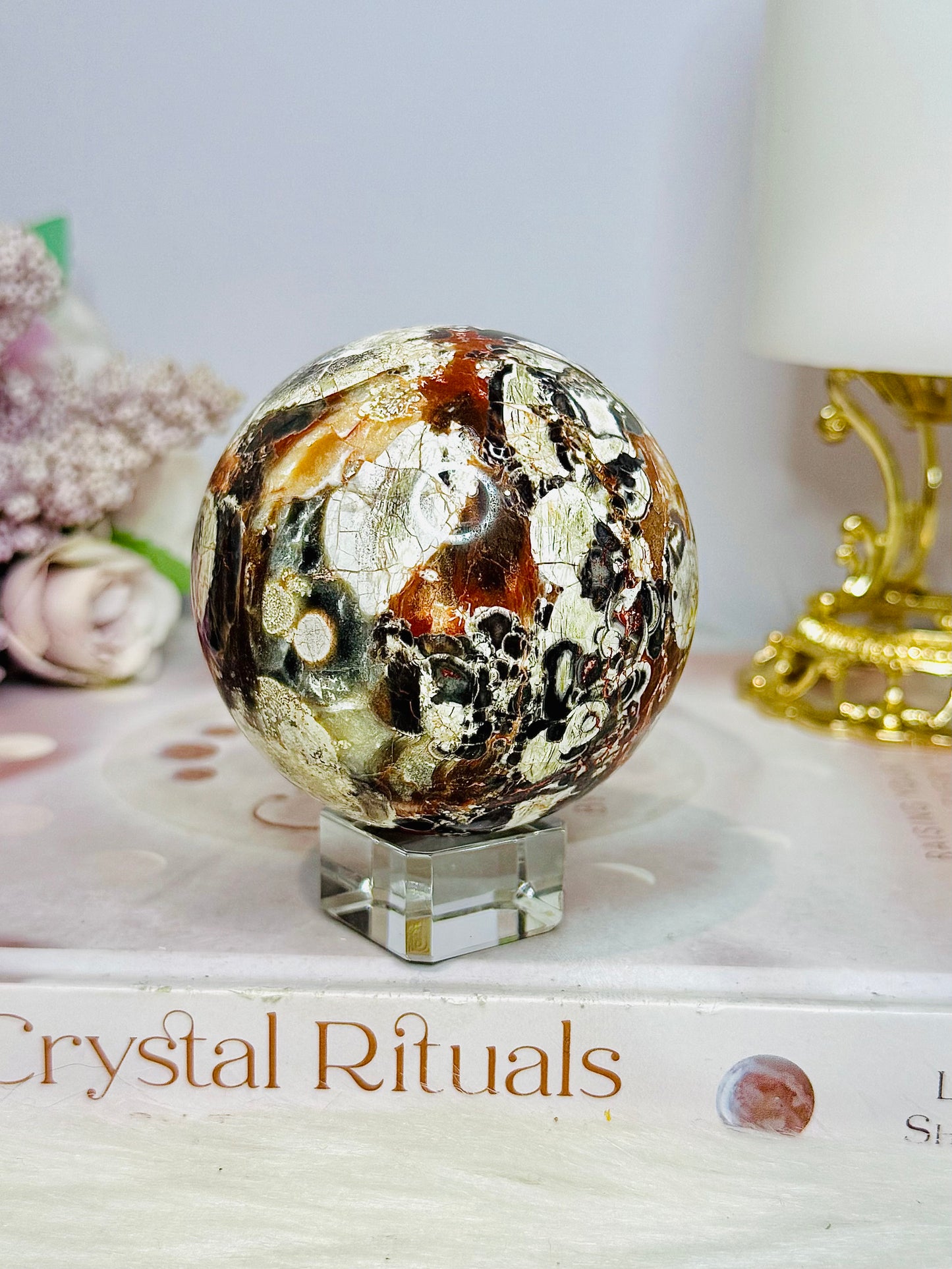 Large Money Agate Sphere on Stand 7cm