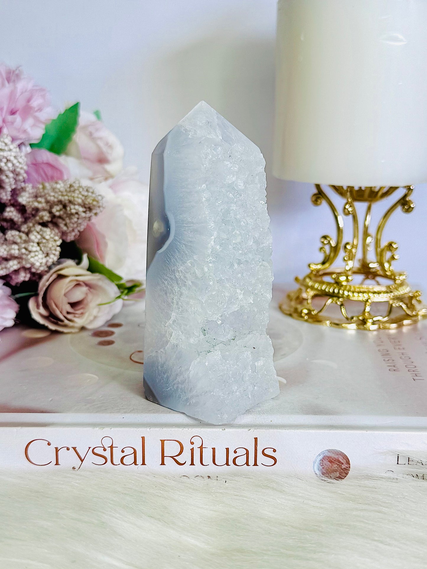 Blue Lace Agate Druzy Tower 10cm